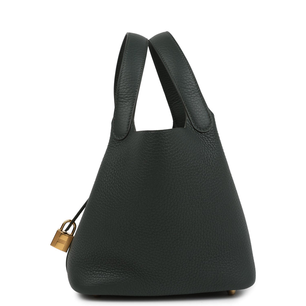 Picotin Lock 18 Vert Mangrove Gold Hardware Bag