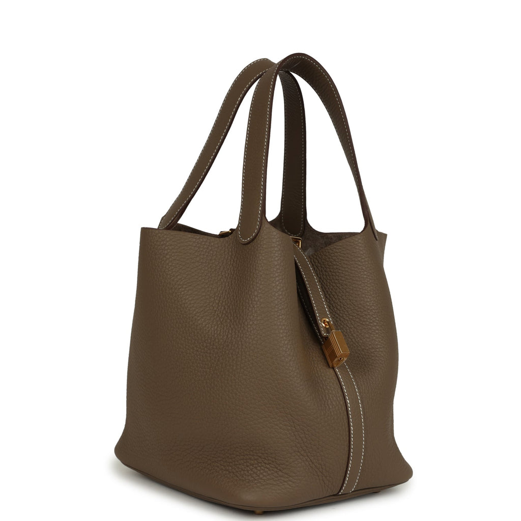 Picotin Lock 22 Etoupe Gold Hardware Bag