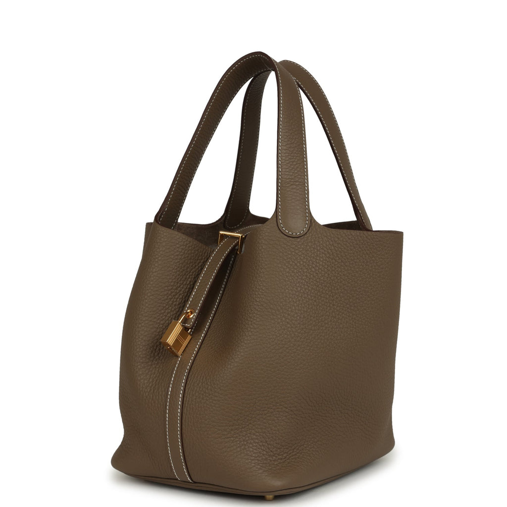 Picotin Lock 22 Etoupe Gold Hardware Bag