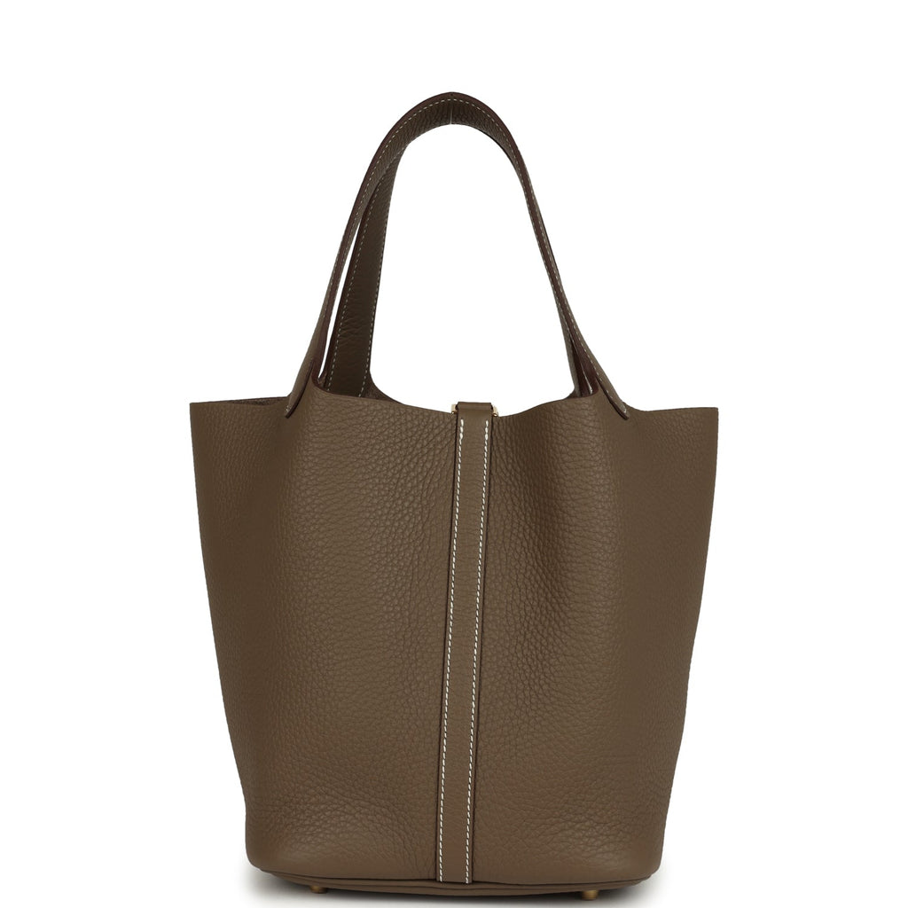 Picotin Lock 22 Etoupe Gold Hardware Bag
