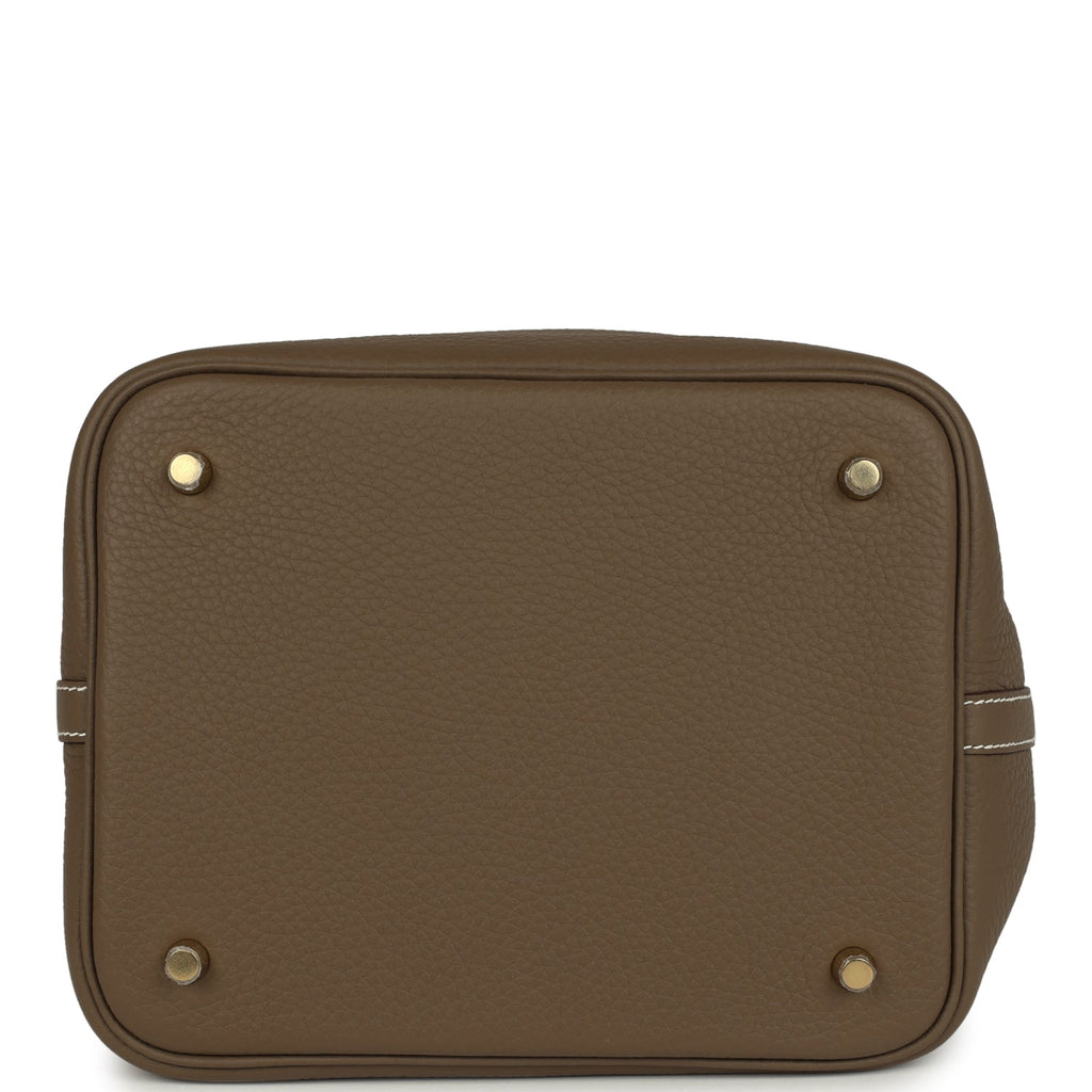 Picotin Lock 22 Etoupe Gold Hardware Bag