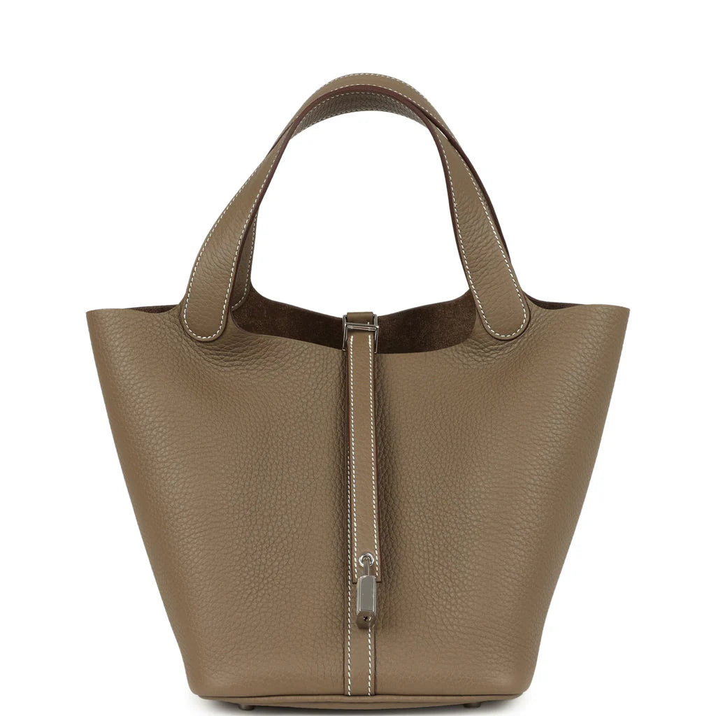 Picotin Lock 22 Etoupe Palladium Hardware Bag