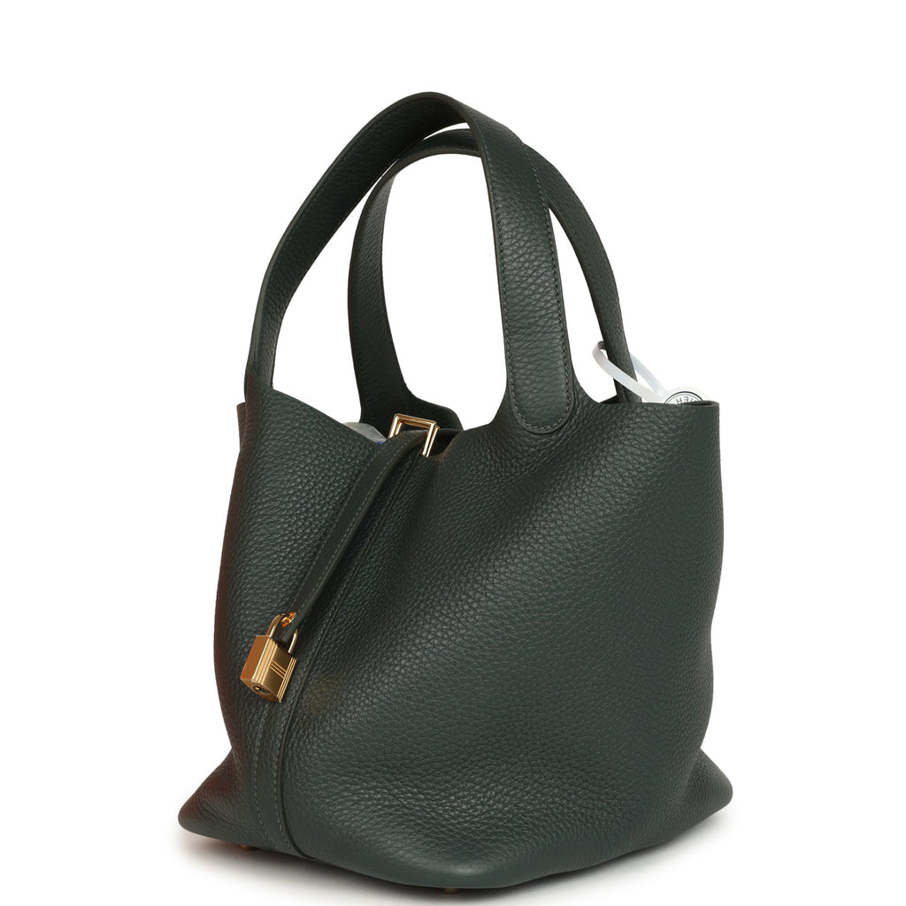 Picotin Lock 22 Vert Mangrove Gold Hardware Bag