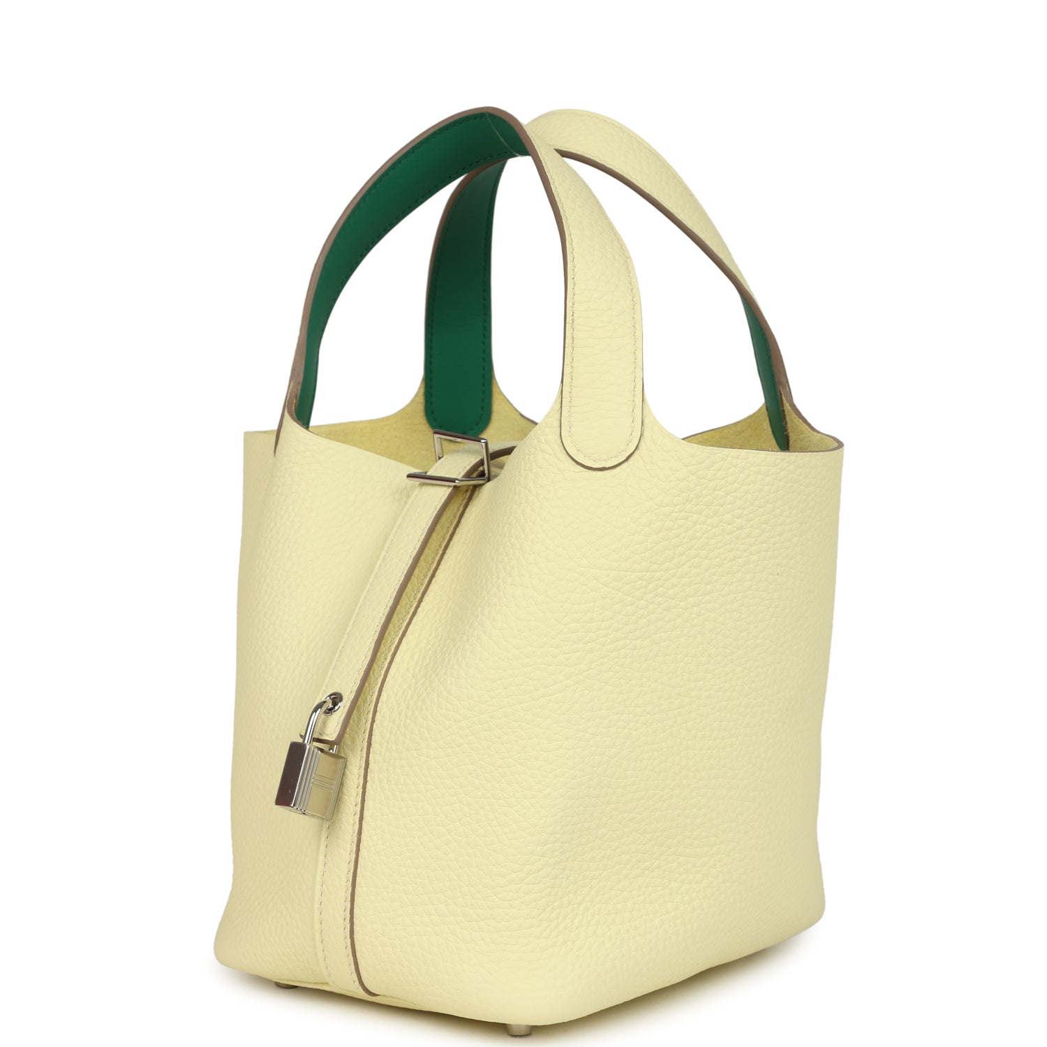 Picotin Lock Eclat 18 Jaune Milton Clemence and Vert Vertigo Swift Palladium Hardware Bag