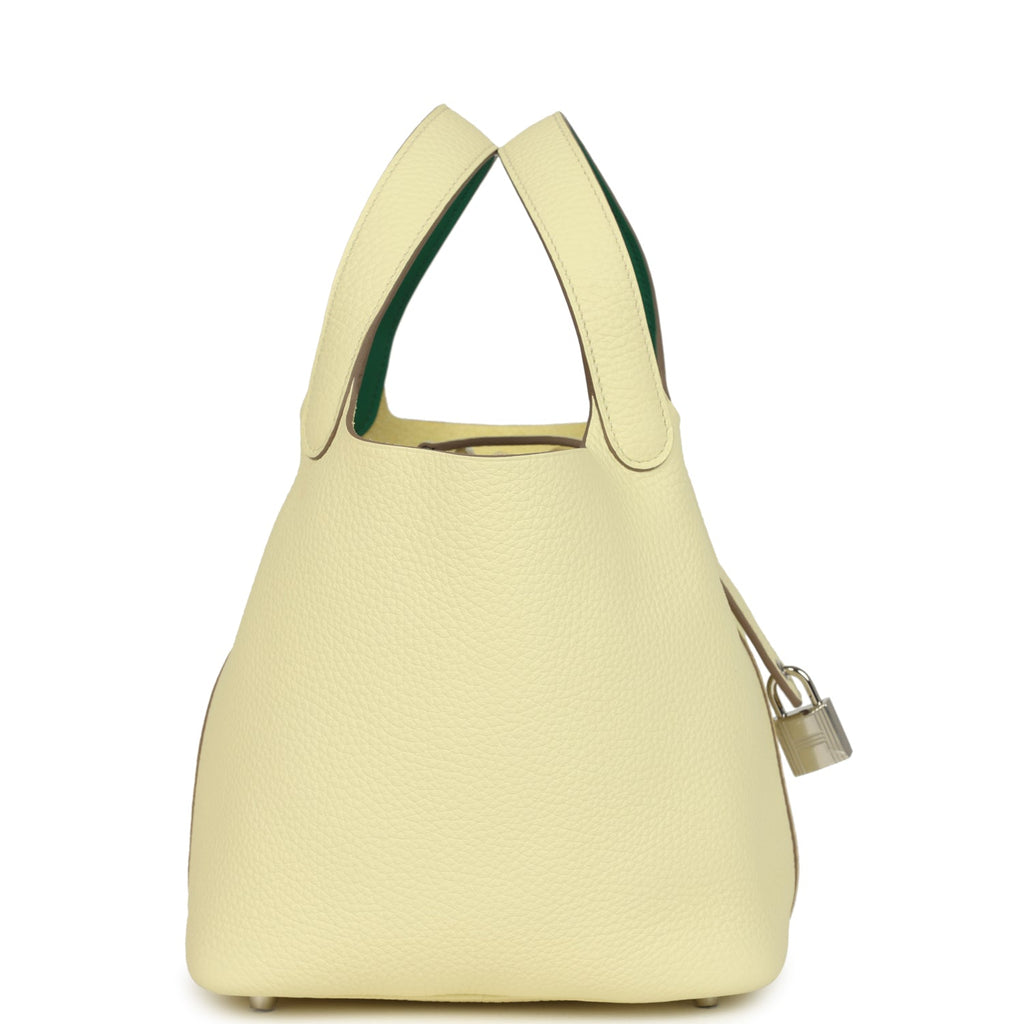 Picotin Lock Eclat 18 Jaune Milton Clemence and Vert Vertigo Swift Palladium Hardware Bag