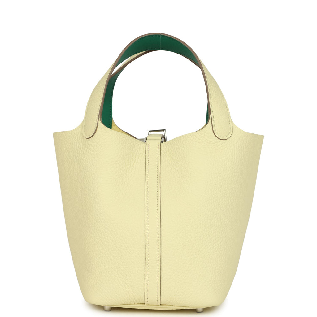 Picotin Lock Eclat 18 Jaune Milton Clemence and Vert Vertigo Swift Palladium Hardware Bag