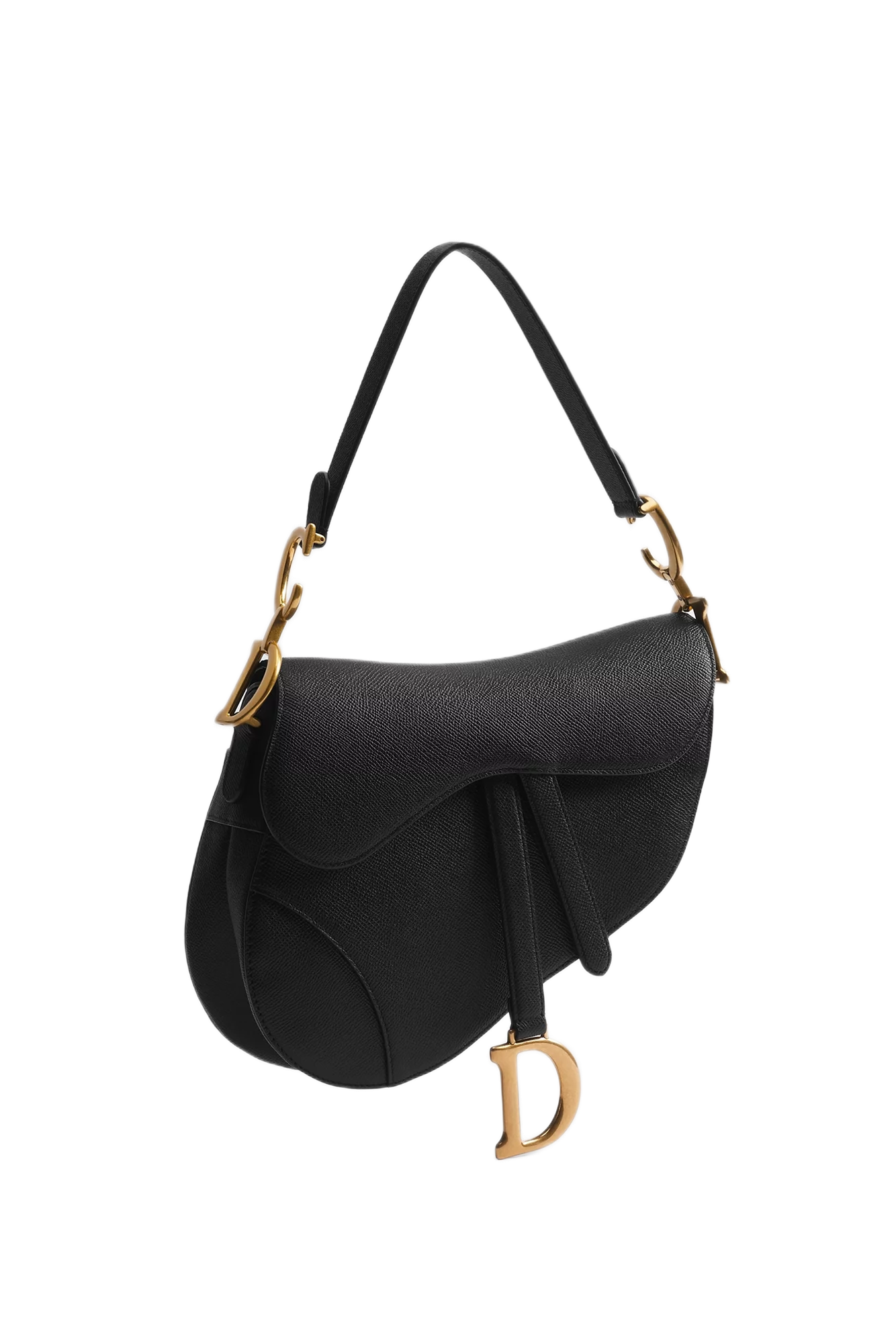 Saddle with Strap Black Grained Bag