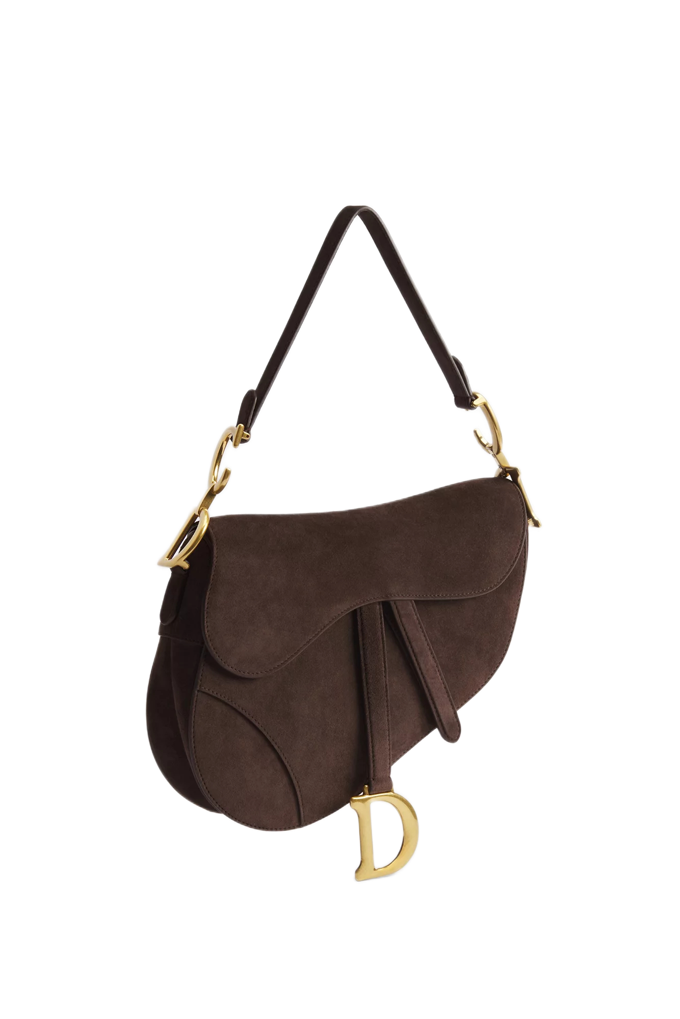 Saddle with Strap Chocolate Suede Bag