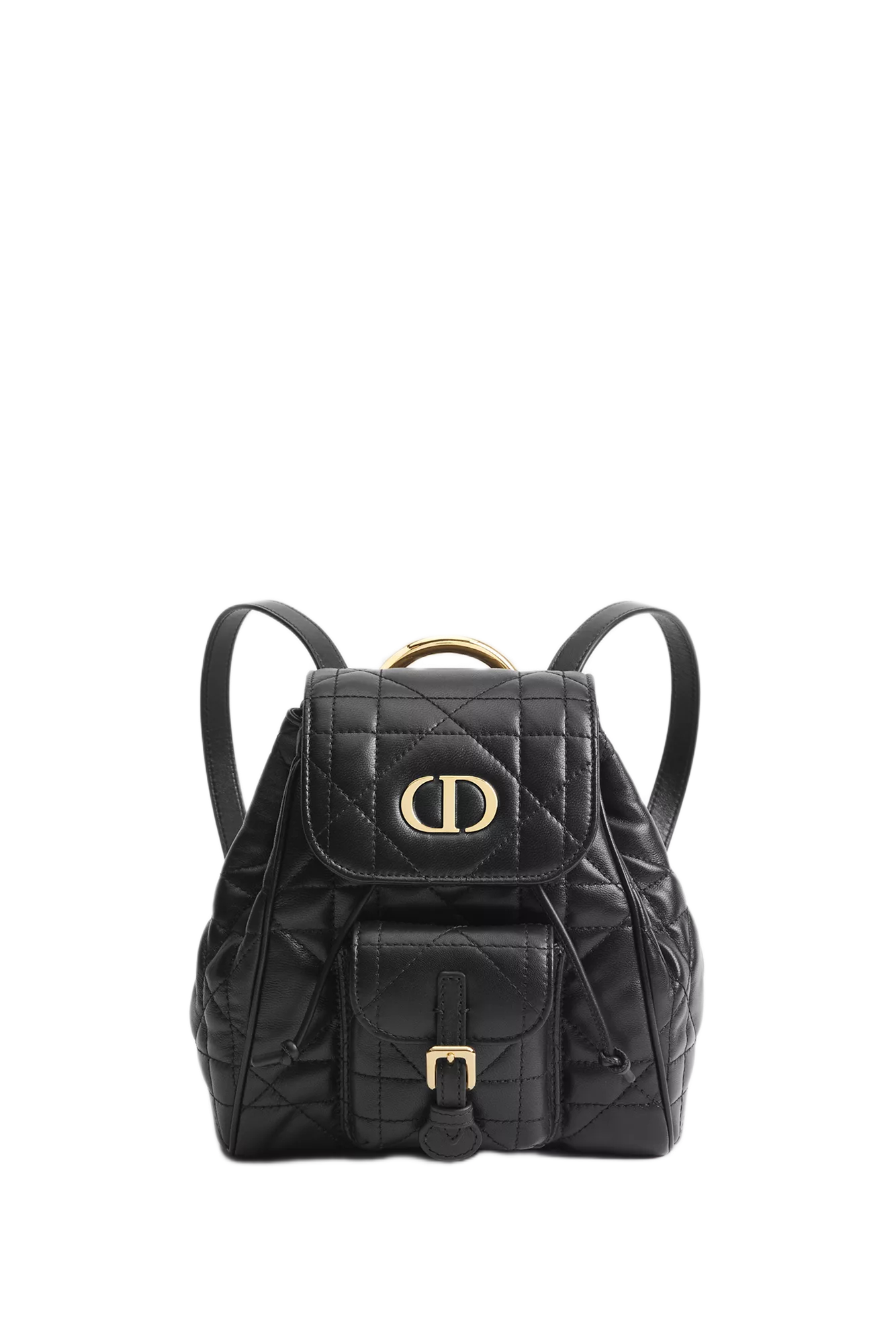 Small Dior Caro Backpack Black Macrocannage Bag