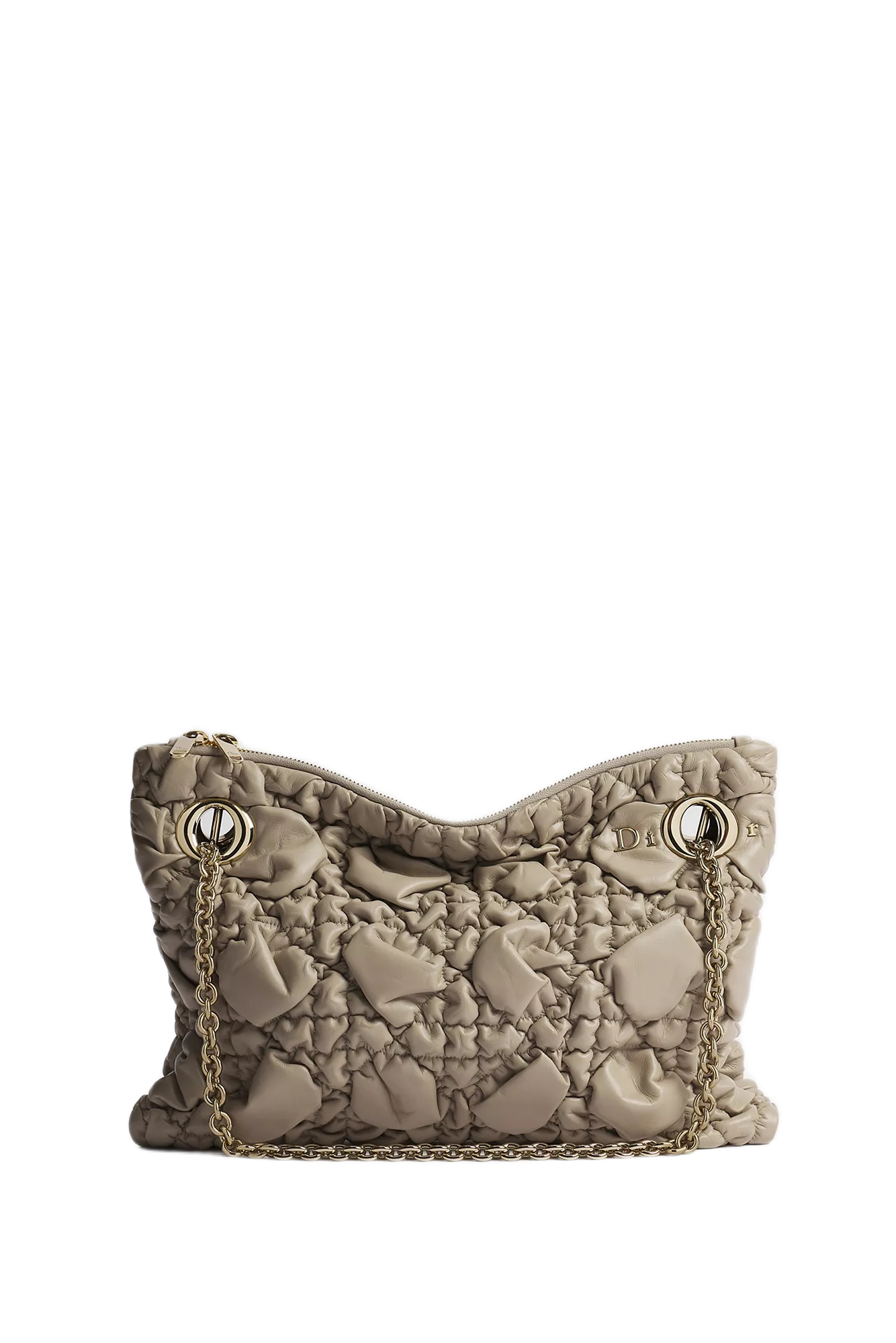 Small Dior Crunchy Sand-Colored Puffy Bag
