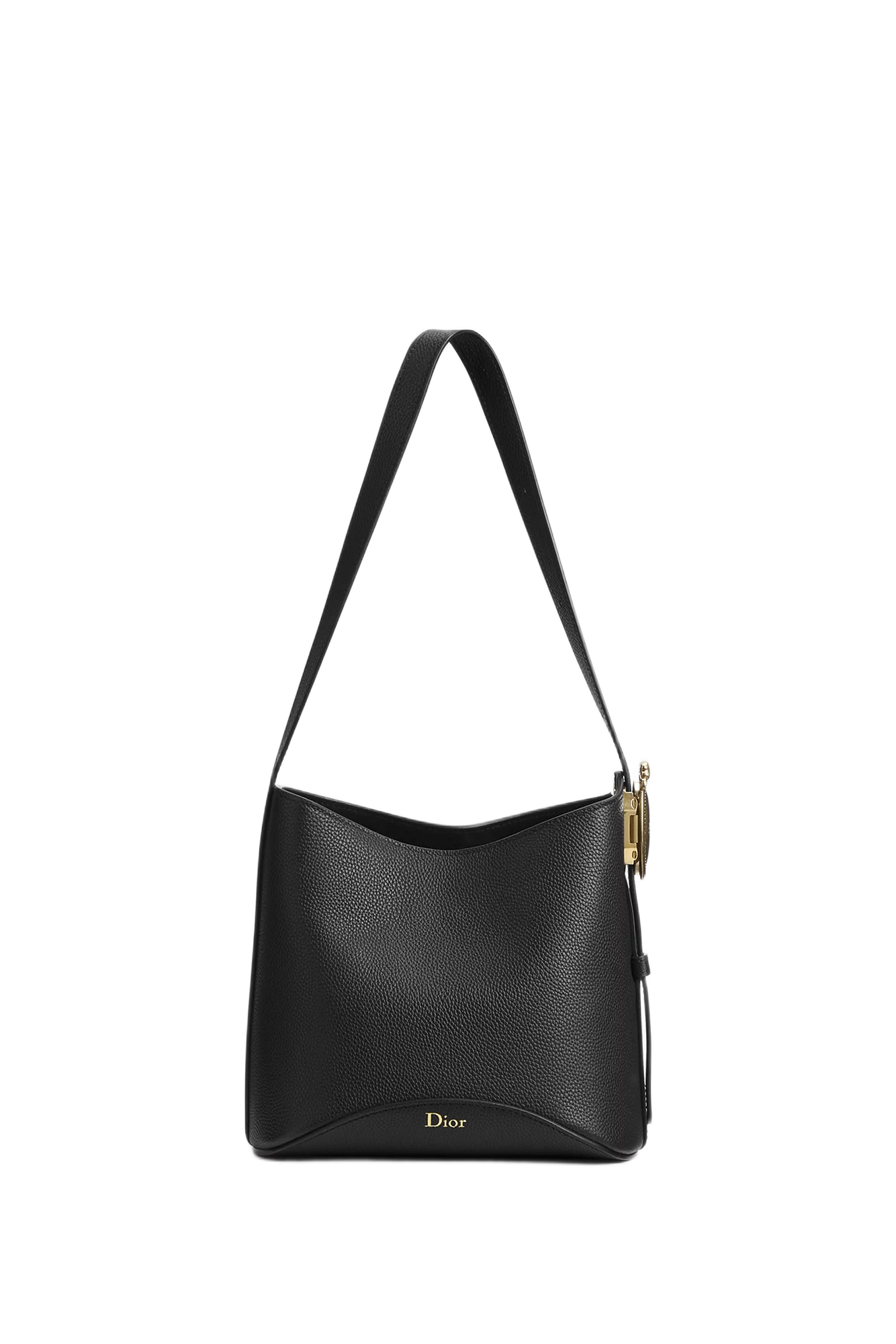 Small Dior Medaillon Bucket Black Grained Bag