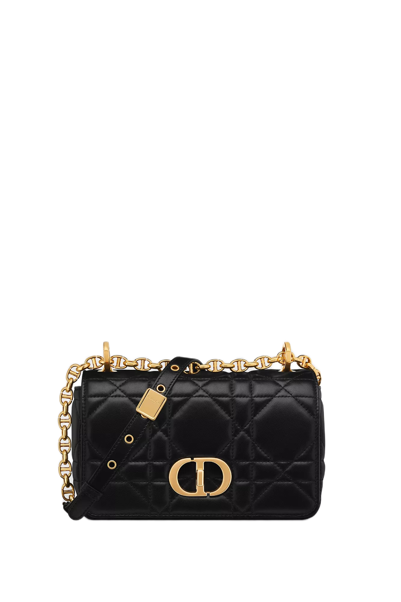 Small Soft Dior Caro Black Macrocannage Bag
