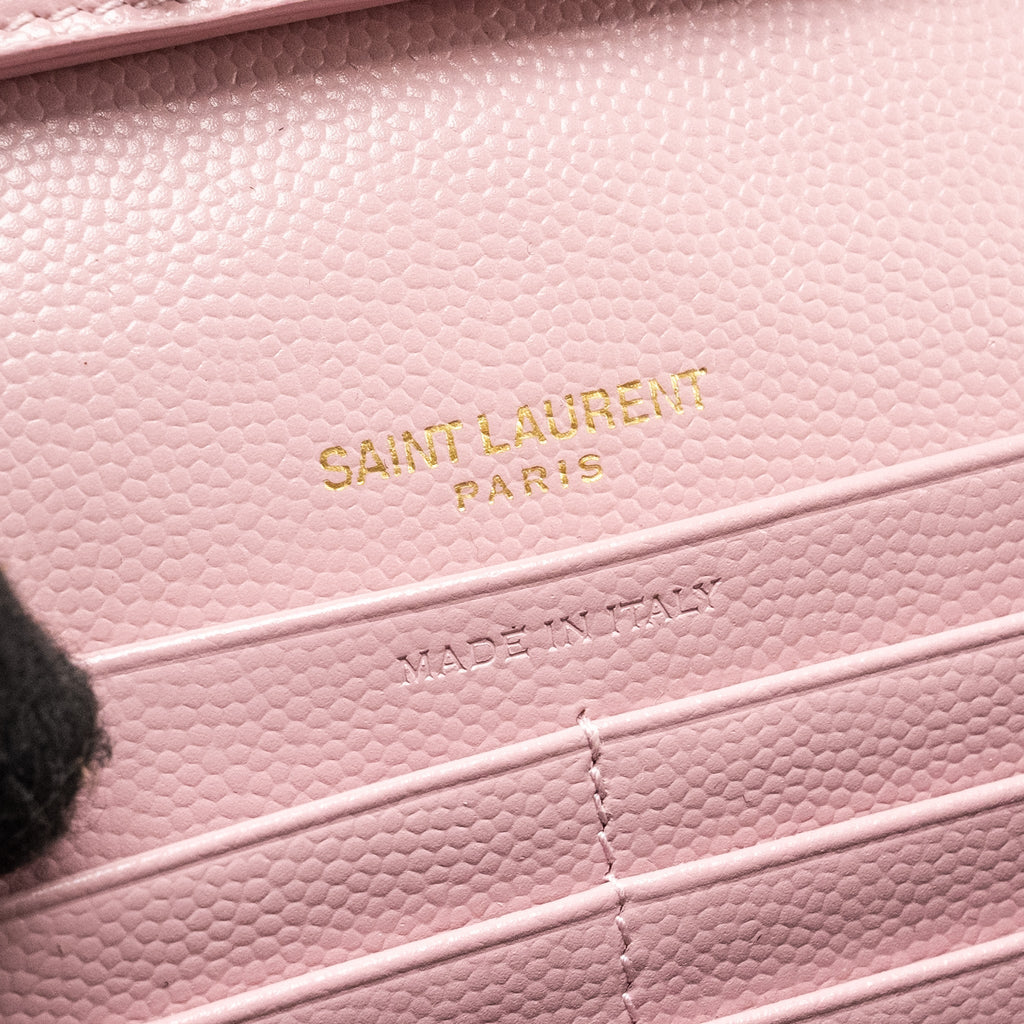 saint-laurent-ysl-cassandre-matelasse-wallet-on-chain-grained-calfskin-pink-ghw