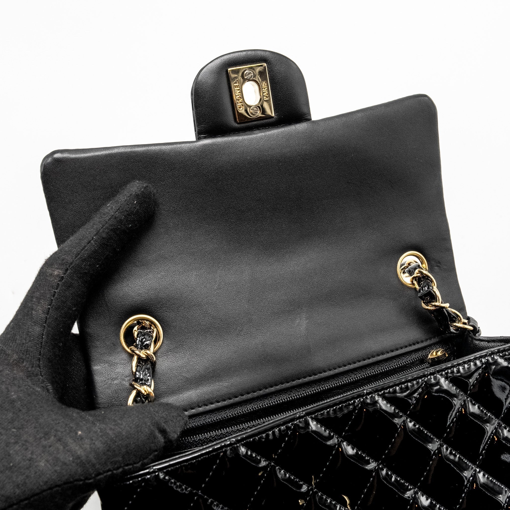 chanel-mini-rectangular-flap-bag-patent-black-lghw
