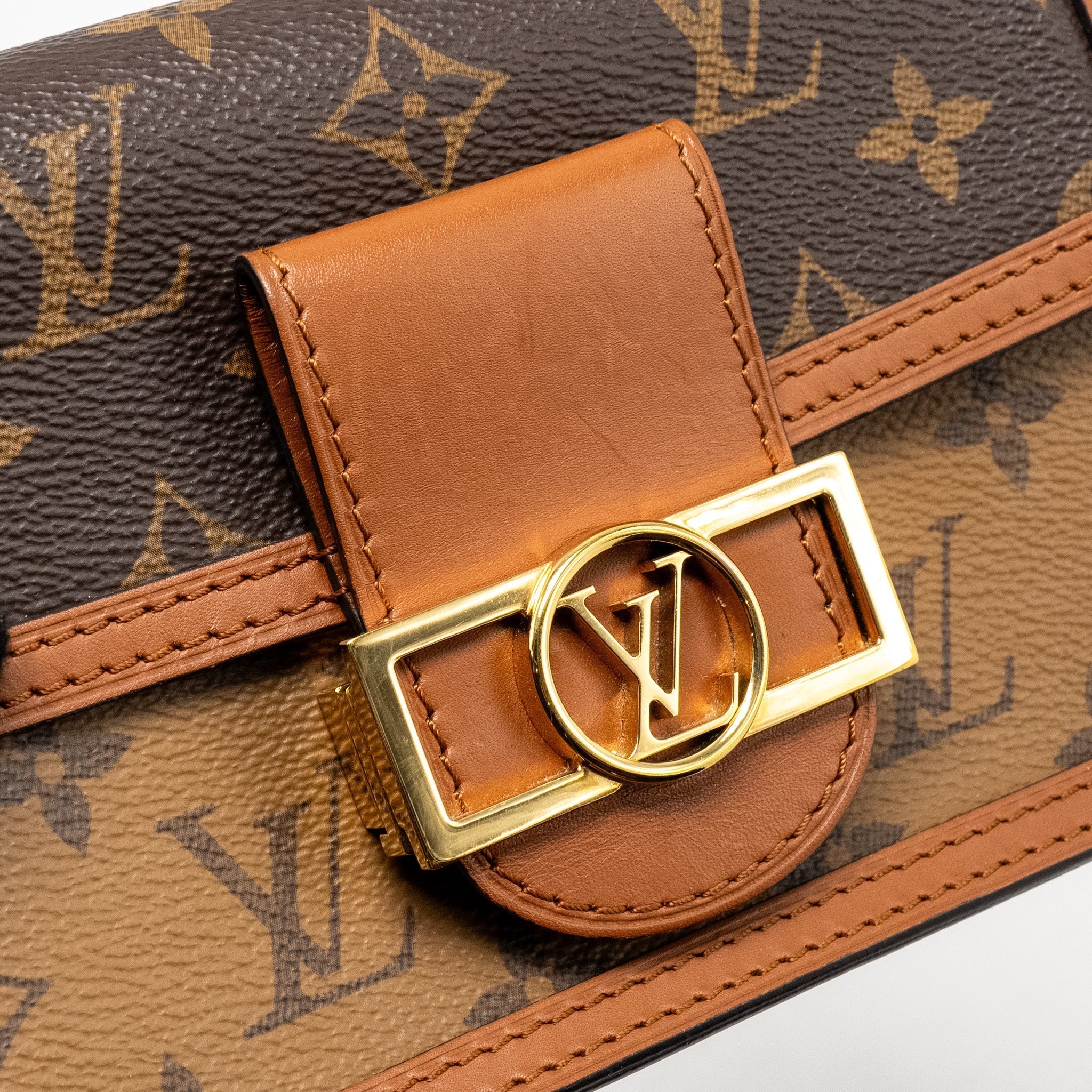 louis-vuitton-dauphine-chain-wallet-monogram-reverse-canvas-ghw-1