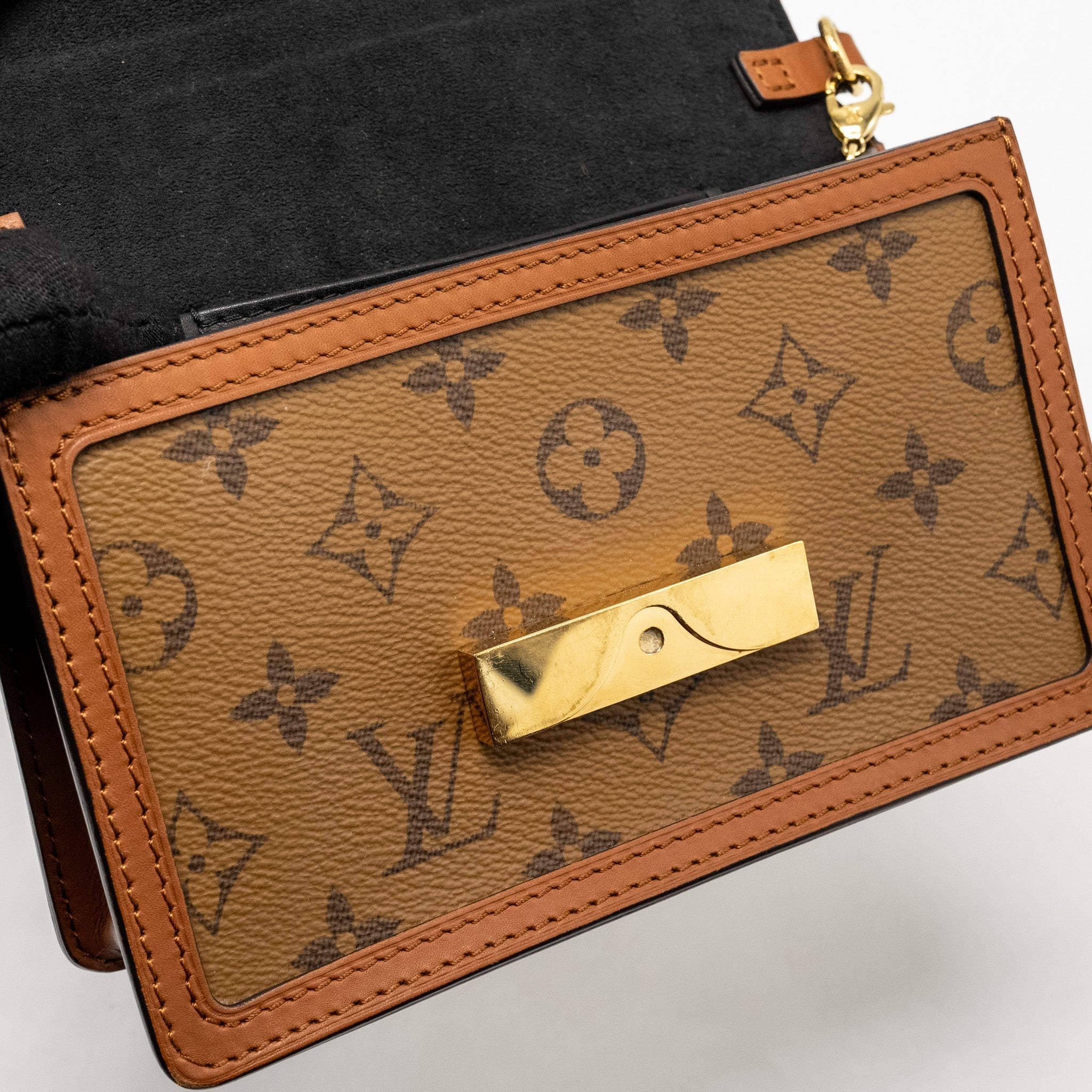 louis-vuitton-dauphine-chain-wallet-monogram-reverse-canvas-ghw-1