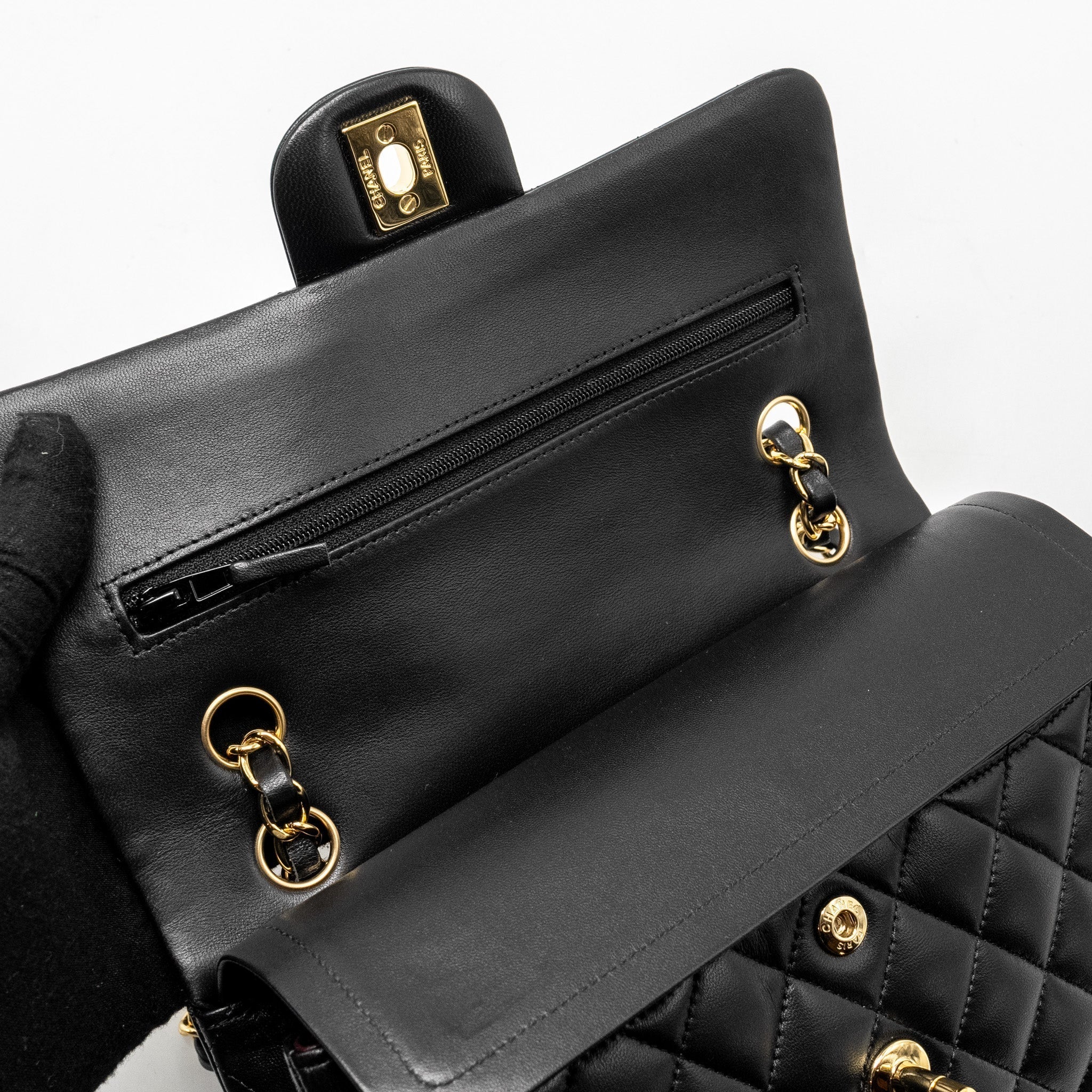 chanel-small-classic-double-flap-bag-lambskin-black-ghwmicrochip