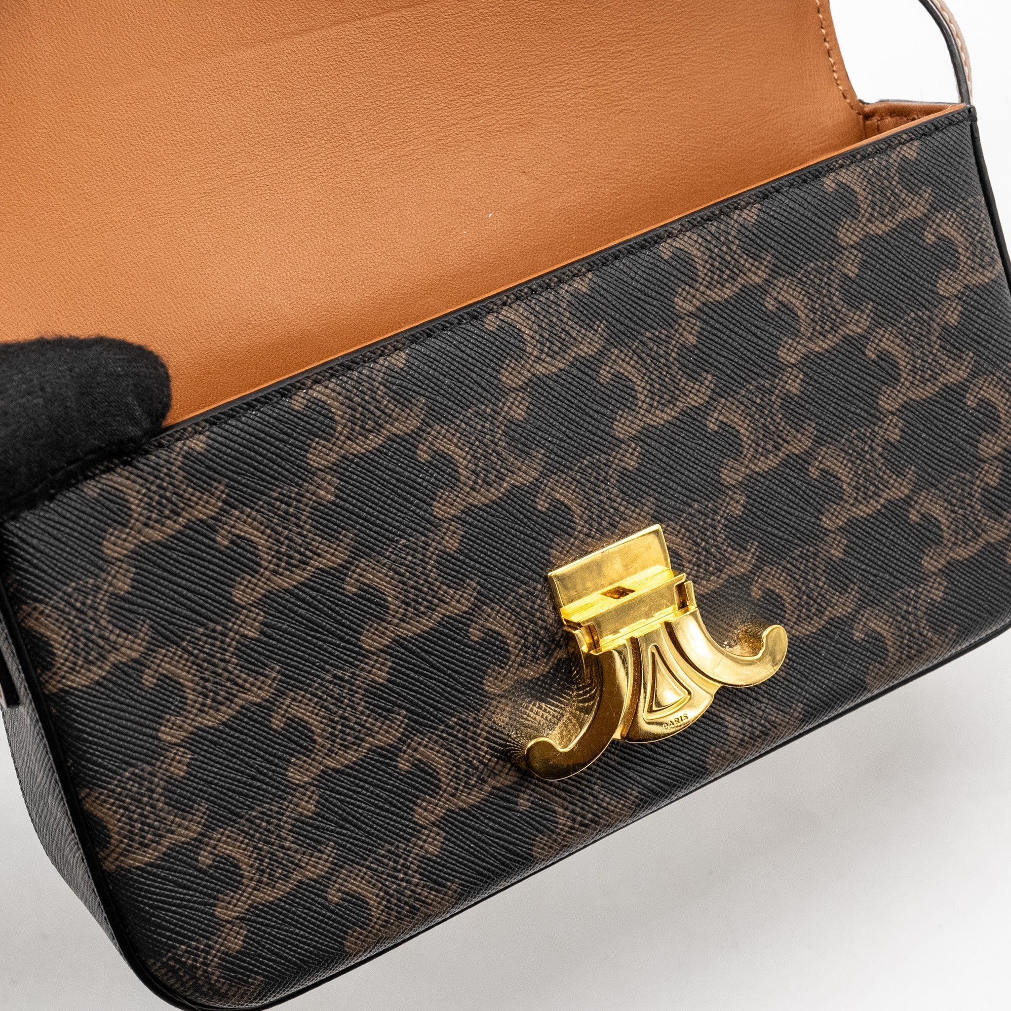 celine-triomphe-shoulder-bag-triomphe-canvas-calfskin-tan-ghw-1