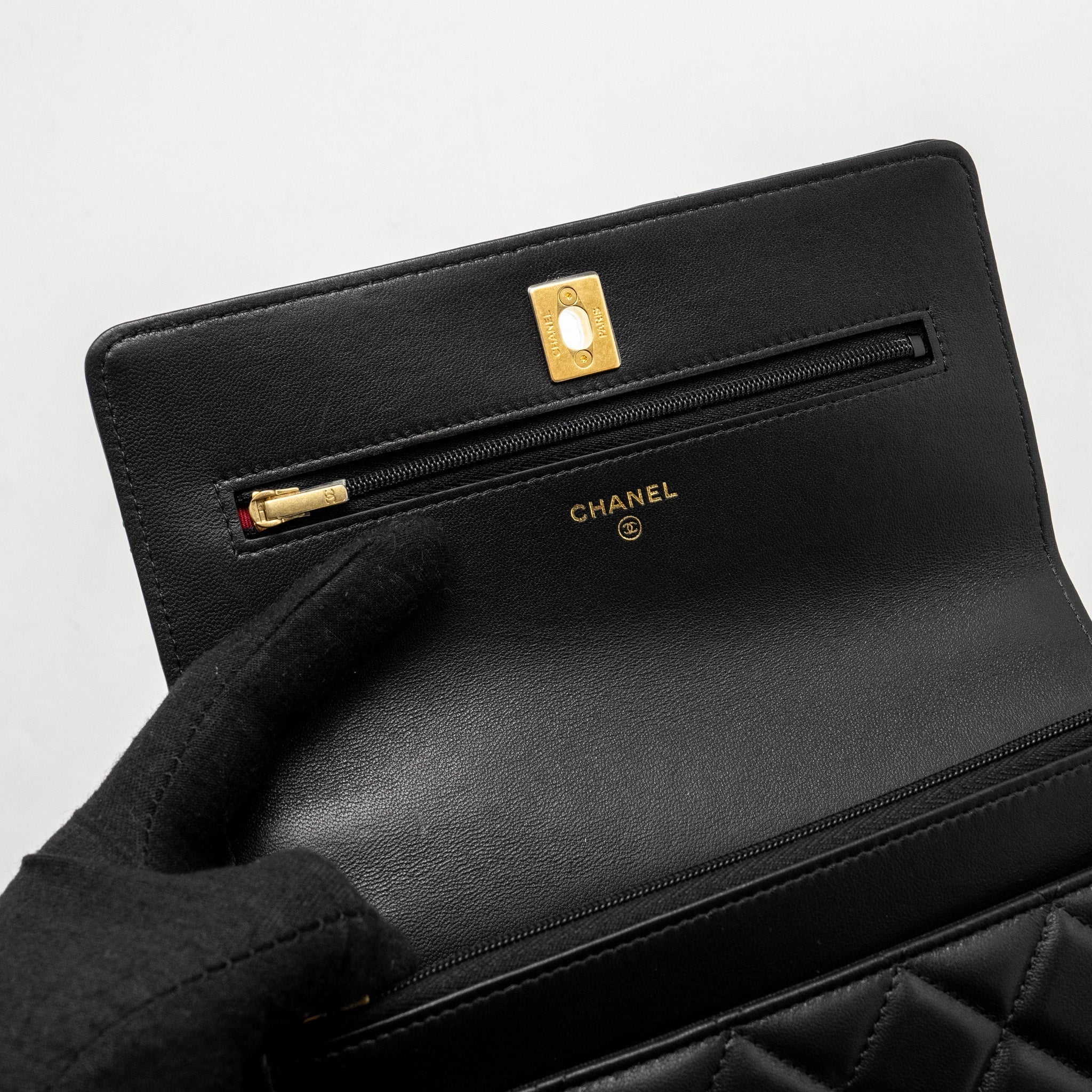 chanel-classic-wallet-on-chain-with-camellia-adjustable-chain-lambskin-black-ghw-microchip