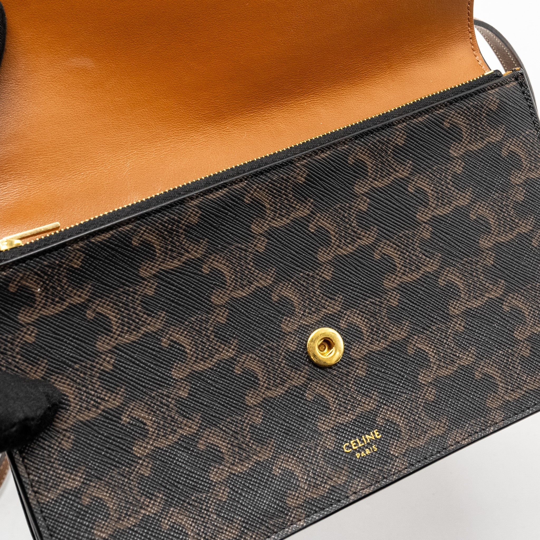 celine-wallet-on-strap-triomphe-canvas-smooth-lambskin-tan-ghw-6