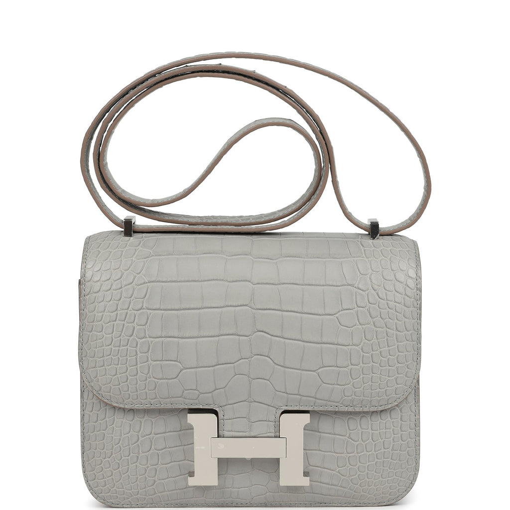 Constance 18 Gris Perle Matte Alligator Palladium Hardware Bag