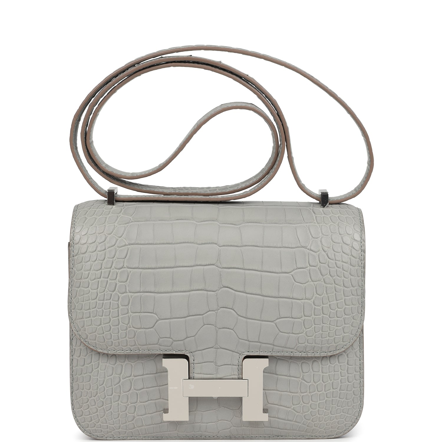 Constance 18 Gris Perle Matte Alligator Palladium Hardware Bag