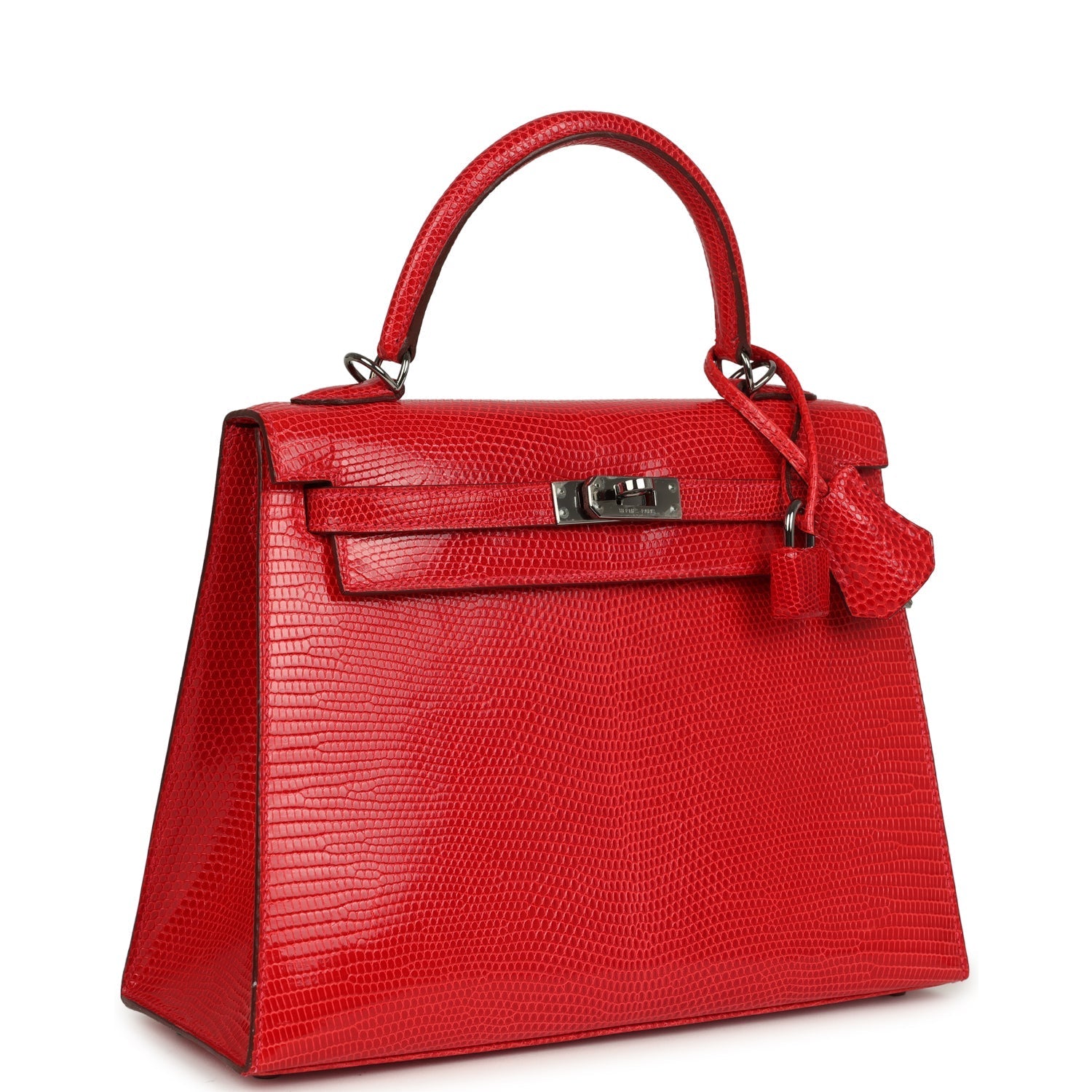 Vintage Kelly Sellier 25 Rouge Moyen Varanus Niloticus Lizard Ruthenium Hardware Bag