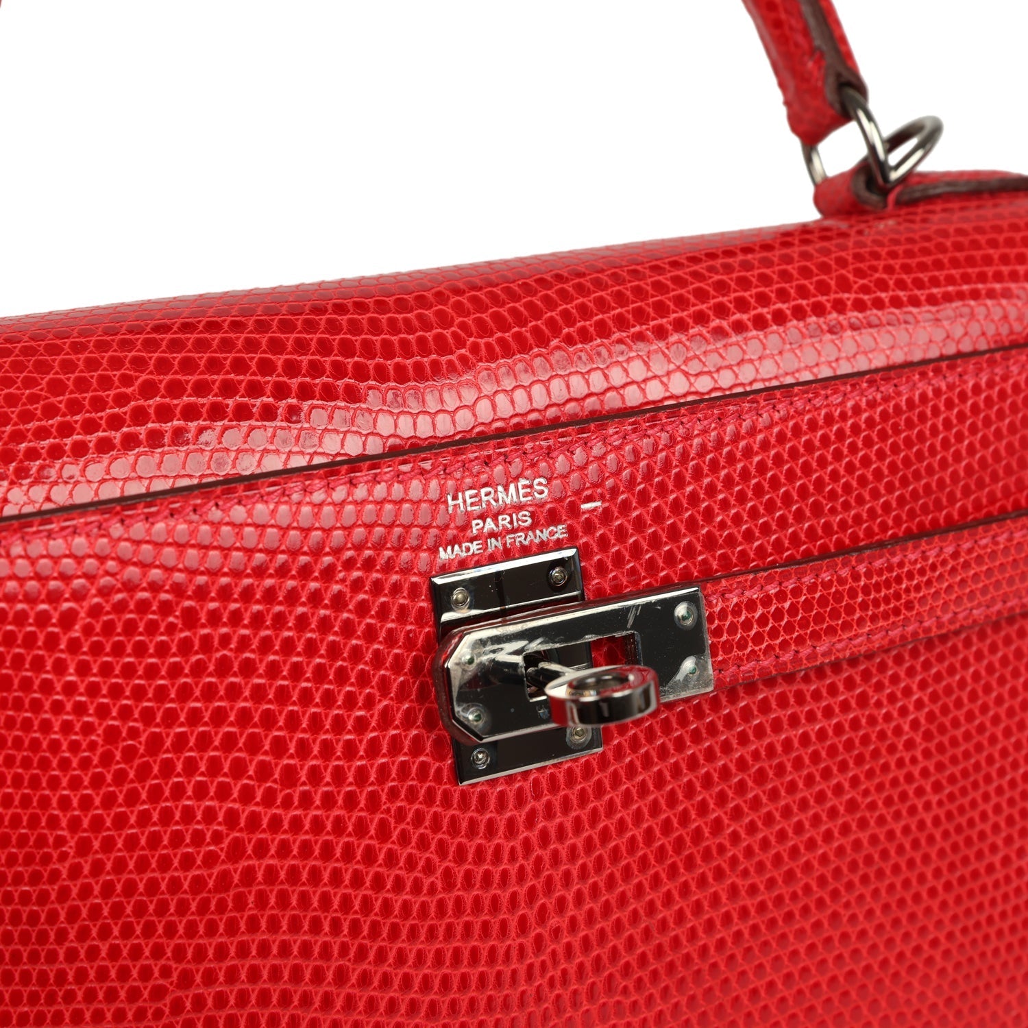 Vintage Kelly Sellier 25 Rouge Moyen Varanus Niloticus Lizard Ruthenium Hardware Bag