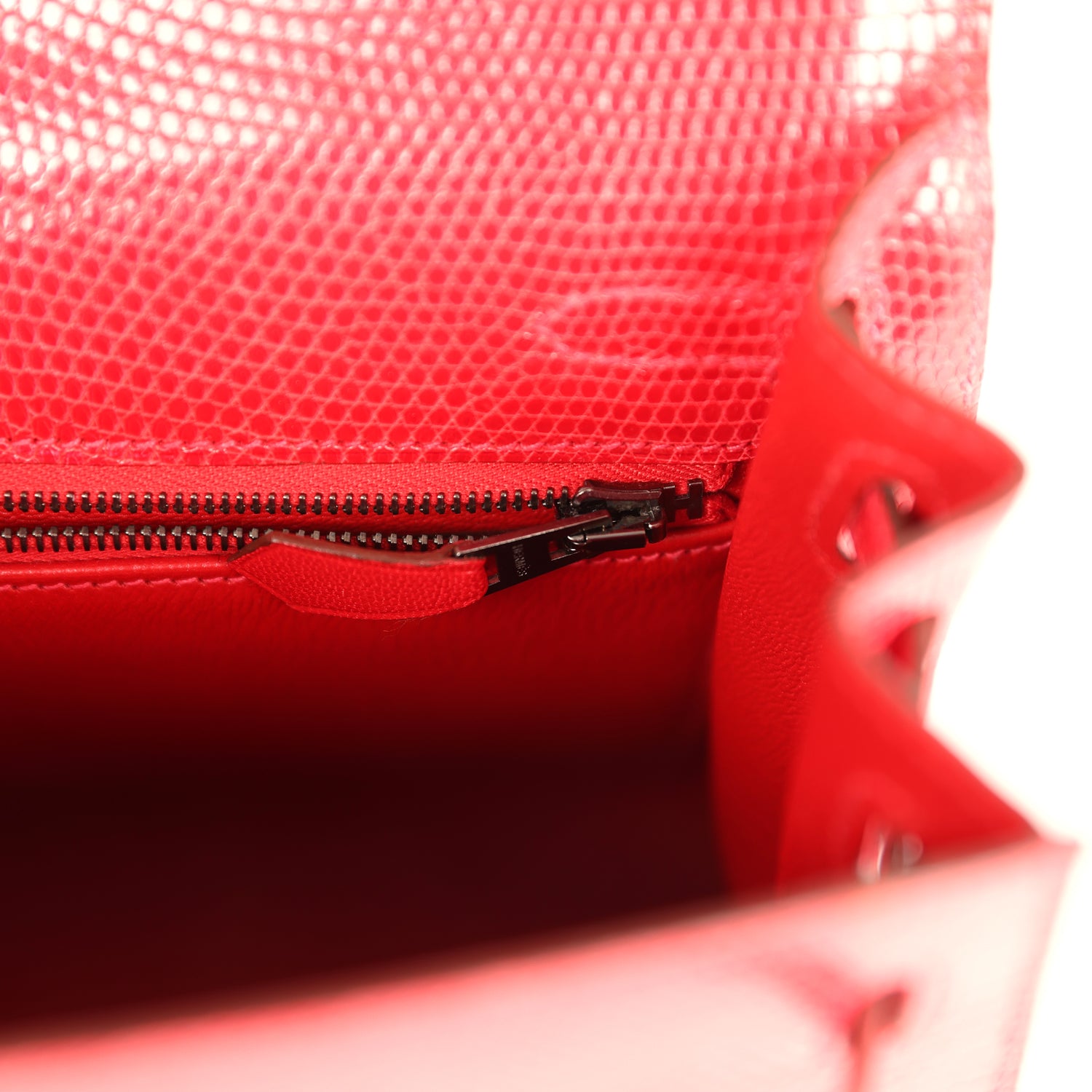Vintage Kelly Sellier 25 Rouge Moyen Varanus Niloticus Lizard Ruthenium Hardware Bag