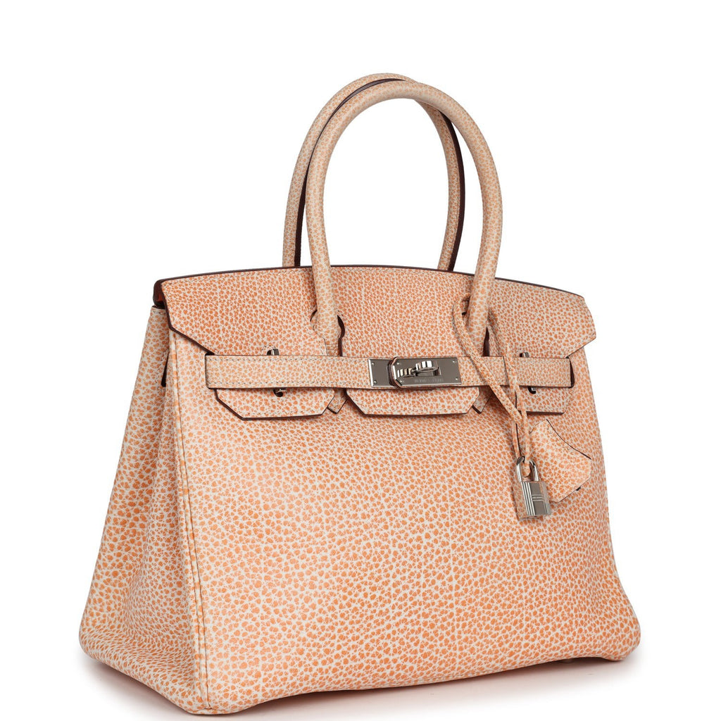 Vintage Birkin 30 Orange Dalmatian Buffalo Palladium Hardware Bag