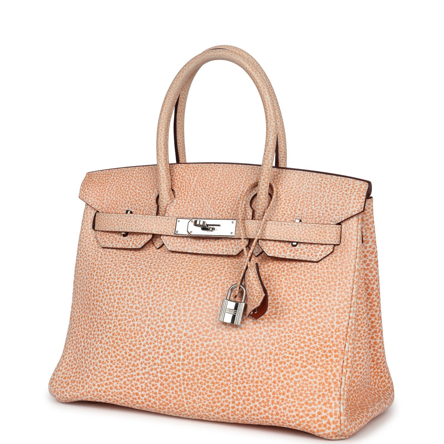 Vintage Birkin 30 Orange Dalmatian Buffalo Palladium Hardware Bag