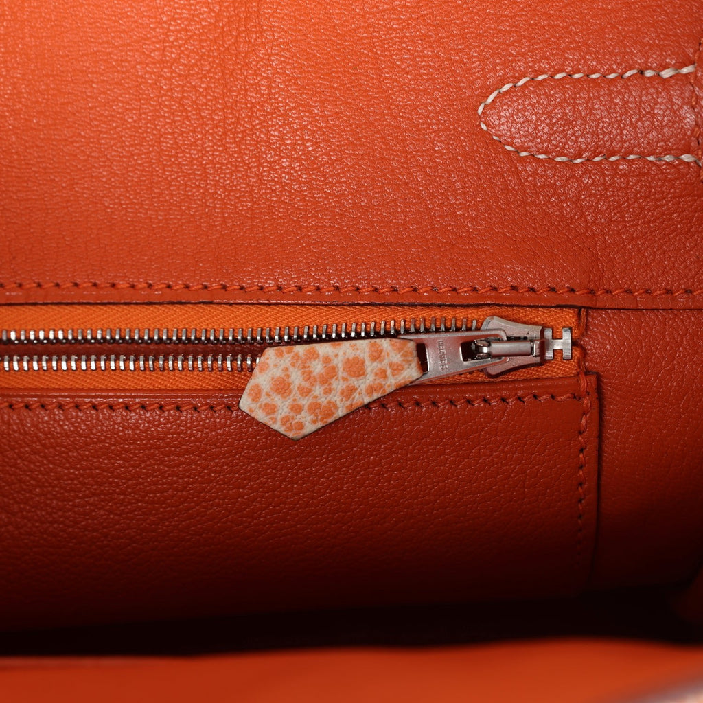 Vintage Birkin 30 Orange Dalmatian Buffalo Palladium Hardware Bag