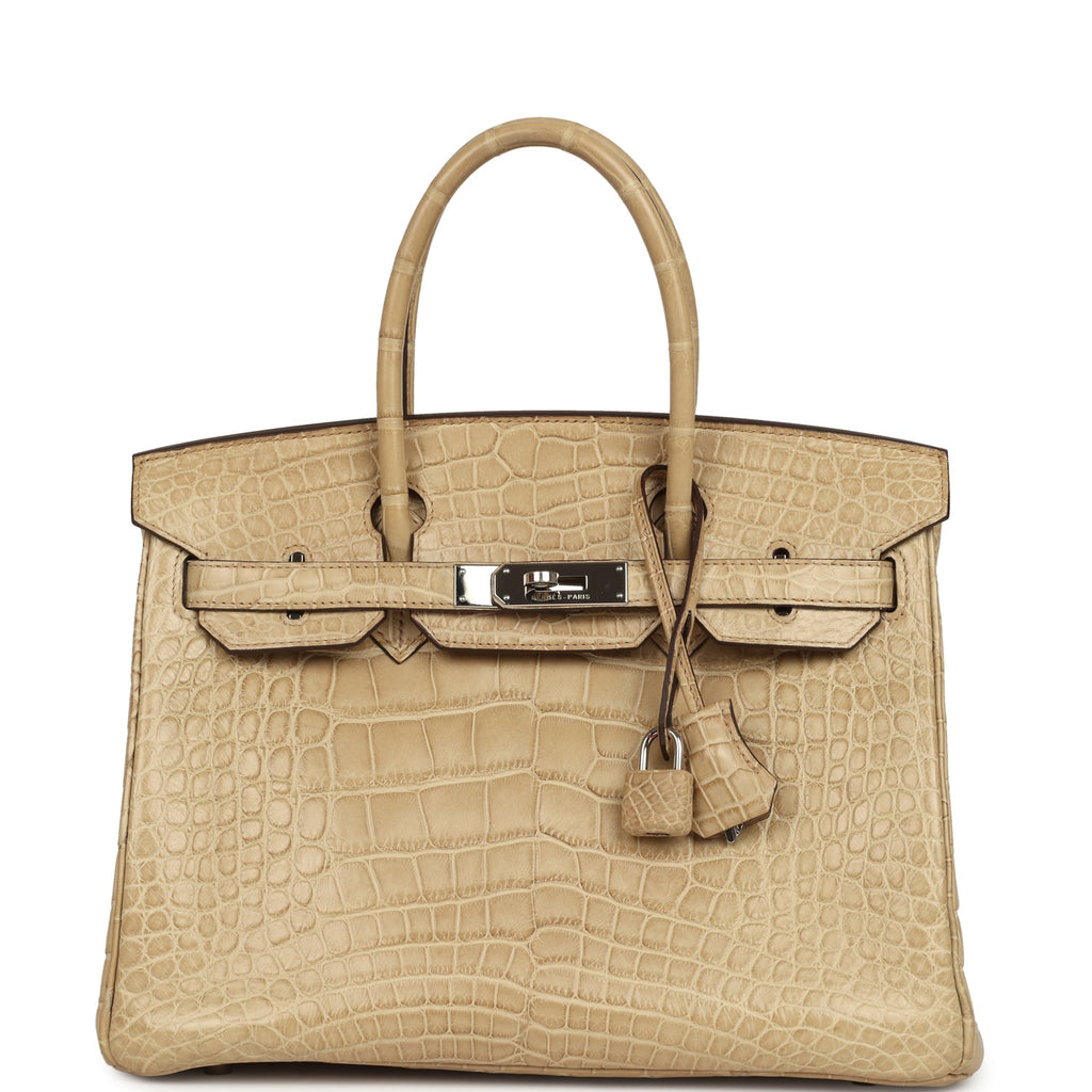 Vintage Birkin 30 Poussiere Matte Alligator Palladium Hardware Bag