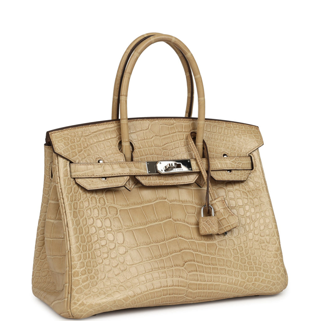 Vintage Birkin 30 Poussiere Matte Alligator Palladium Hardware Bag