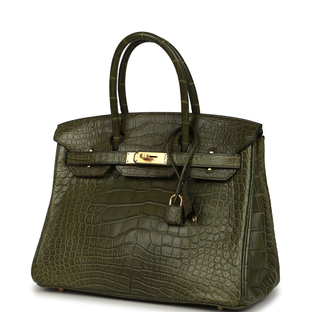 Vintage Birkin 30 Vert Olive Matte Alligator Gold Hardware Bag