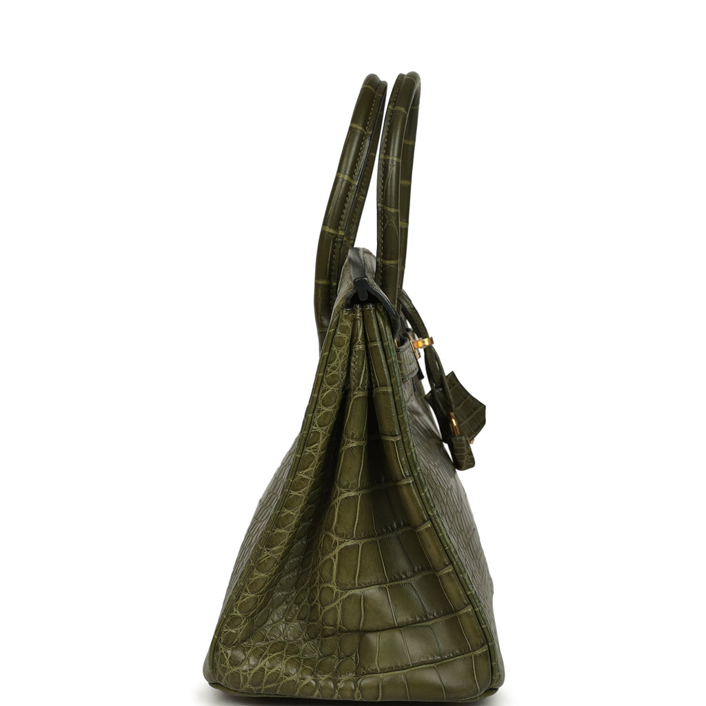 Vintage Birkin 30 Vert Olive Matte Alligator Gold Hardware Bag