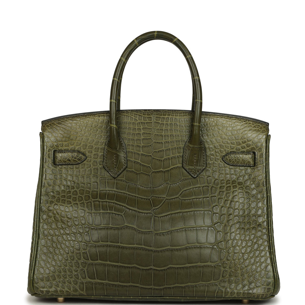 Vintage Birkin 30 Vert Olive Matte Alligator Gold Hardware Bag