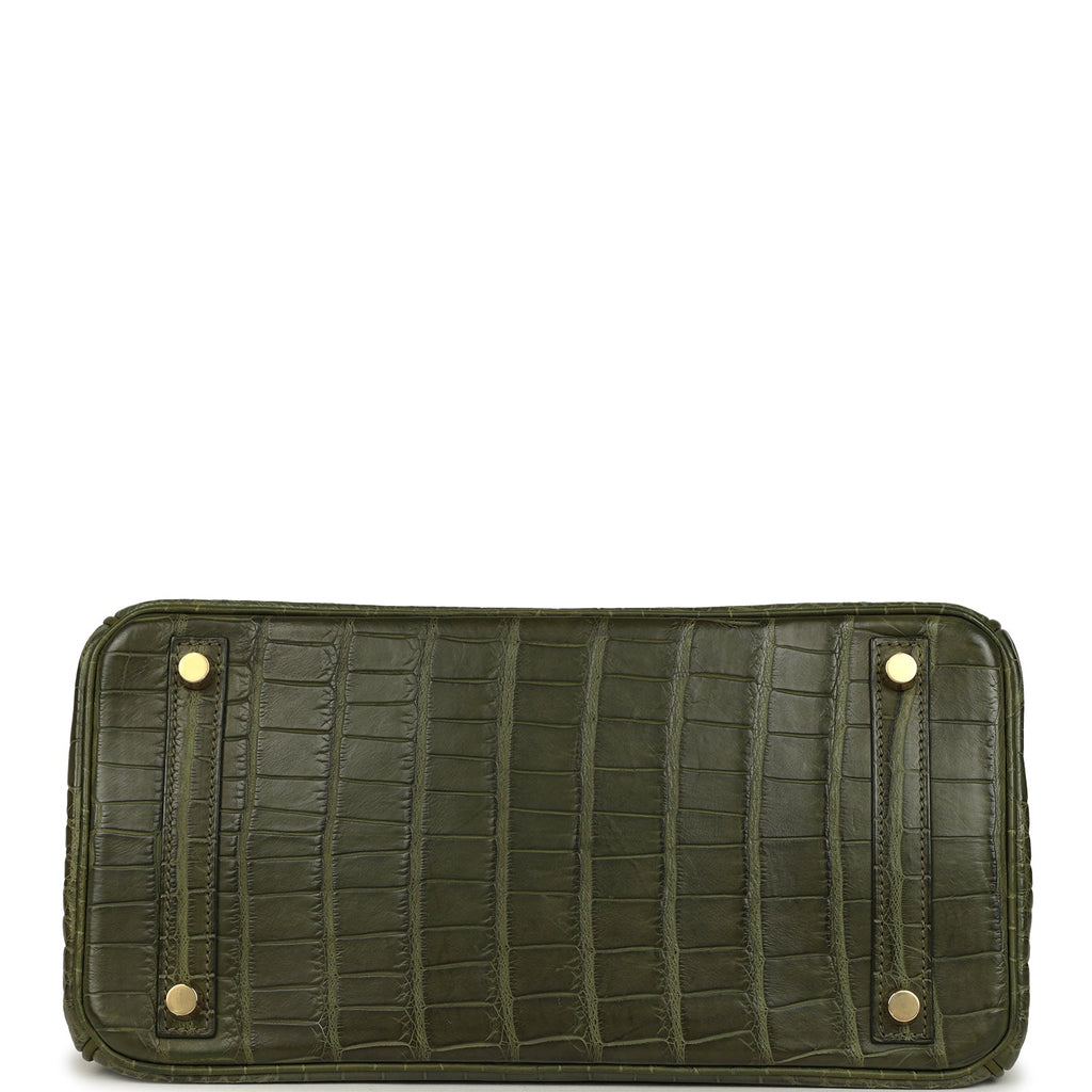Vintage Birkin 30 Vert Olive Matte Alligator Gold Hardware Bag