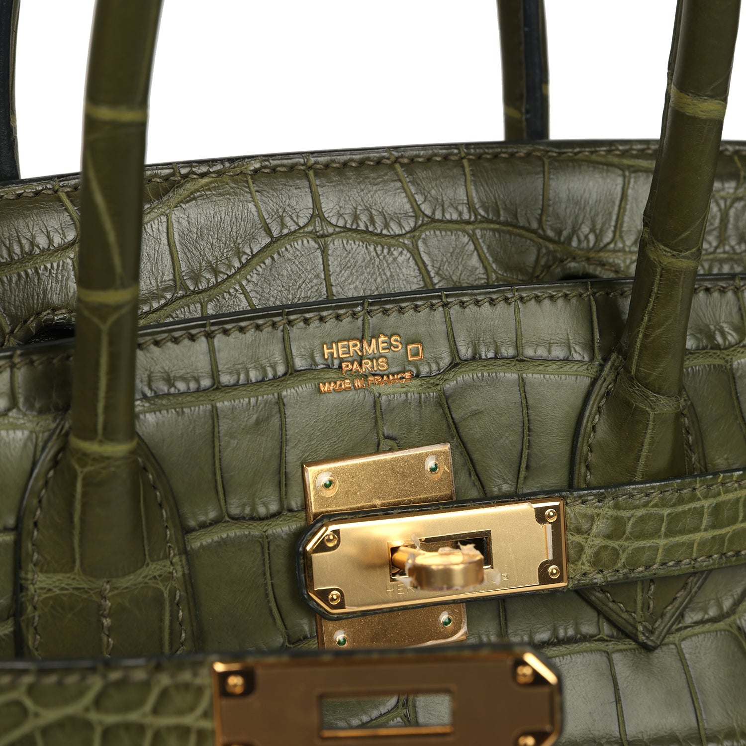 Vintage Birkin 30 Vert Olive Matte Alligator Gold Hardware Bag