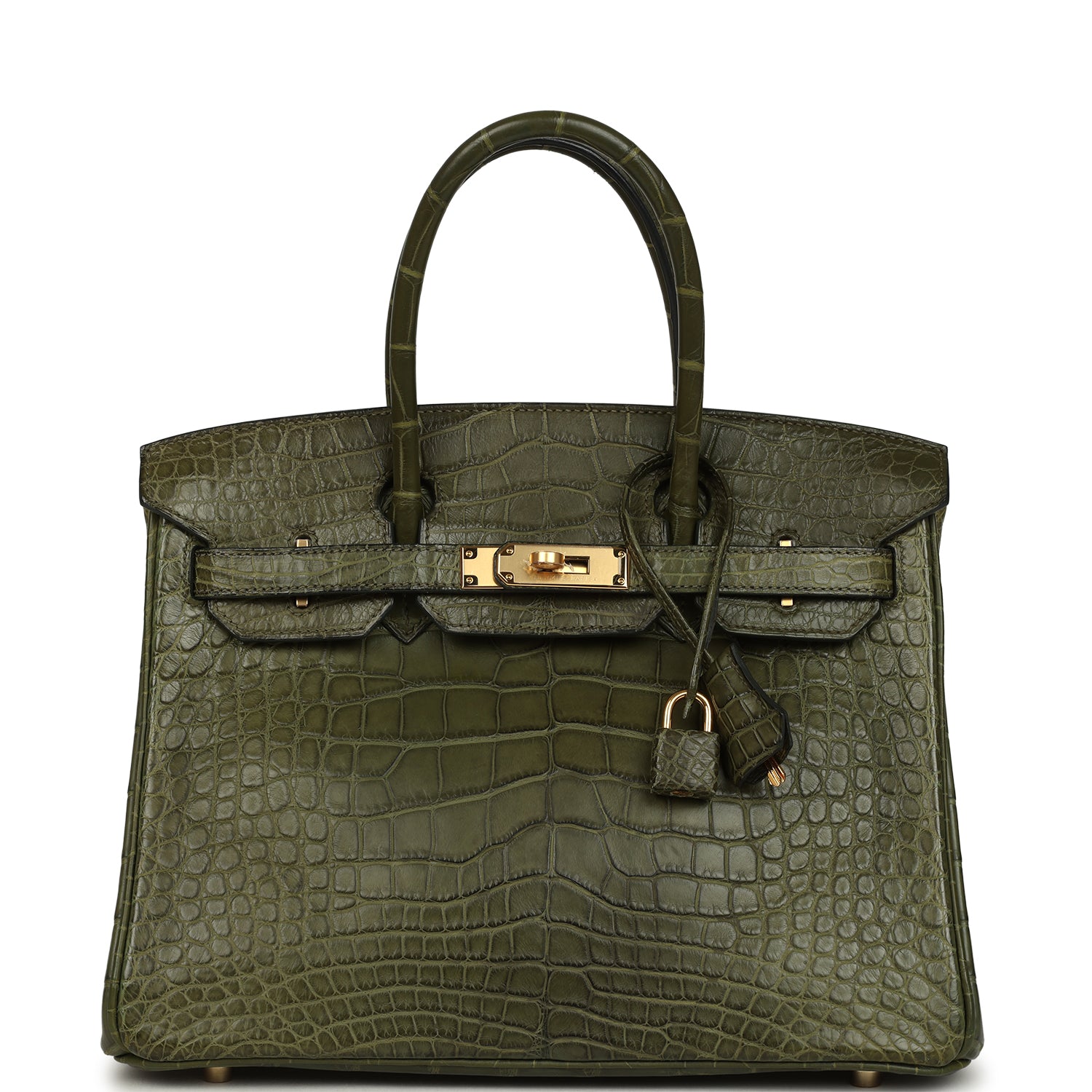 Vintage Birkin 30 Vert Olive Matte Alligator Gold Hardware Bag