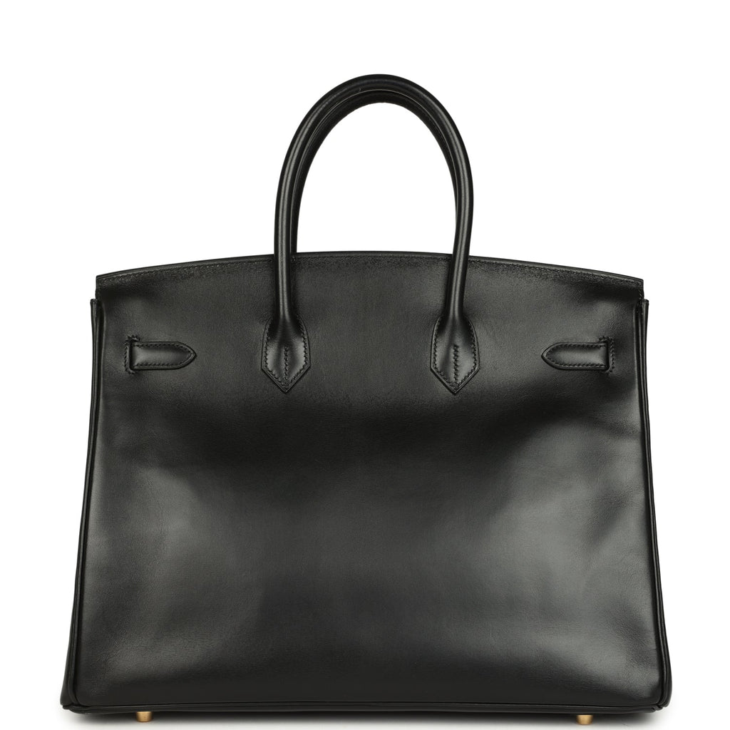 Vintage Birkin 35 Black Box Brushed Gold Hardware