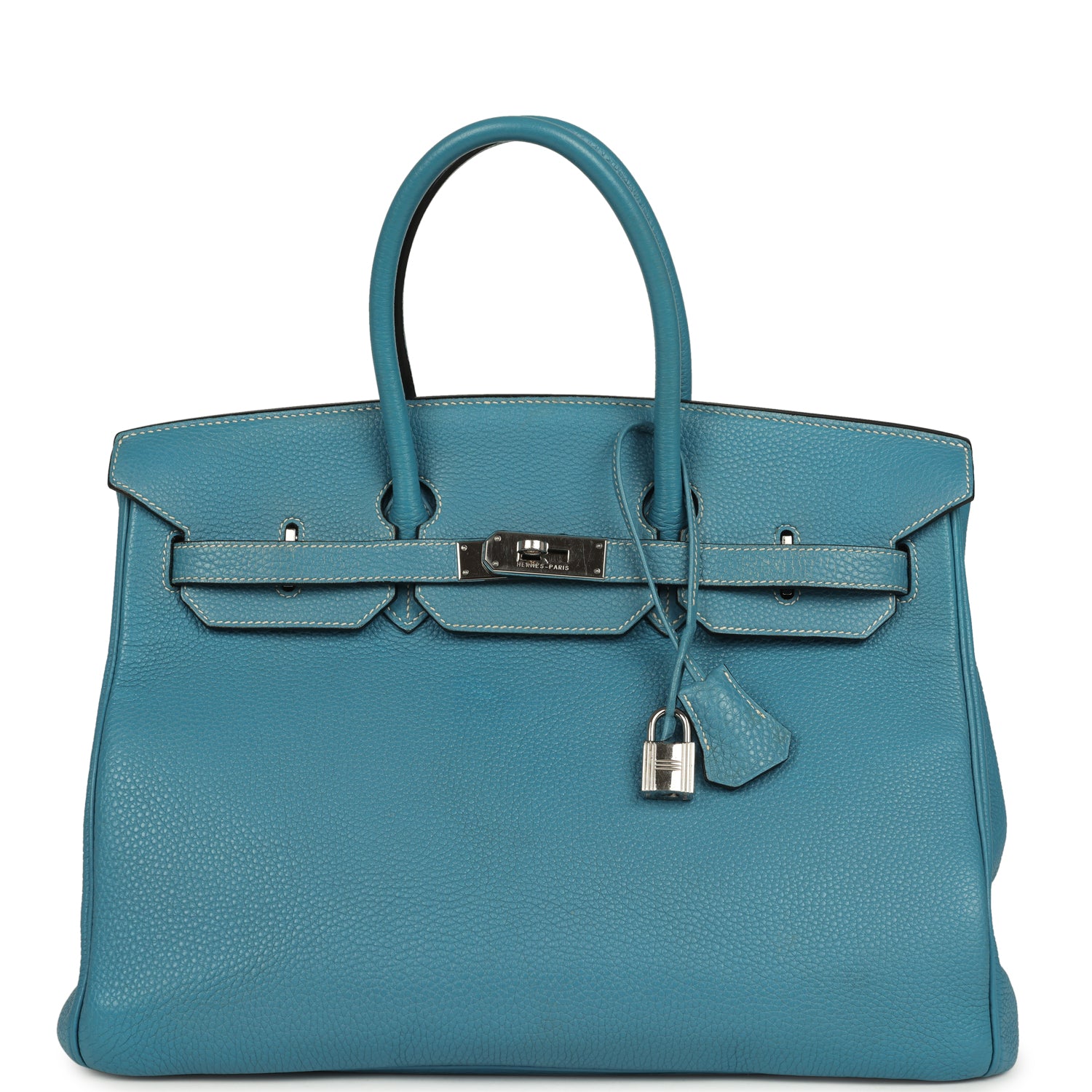Vintage Birkin 35 Blue Jean Togo Palladium Hardware