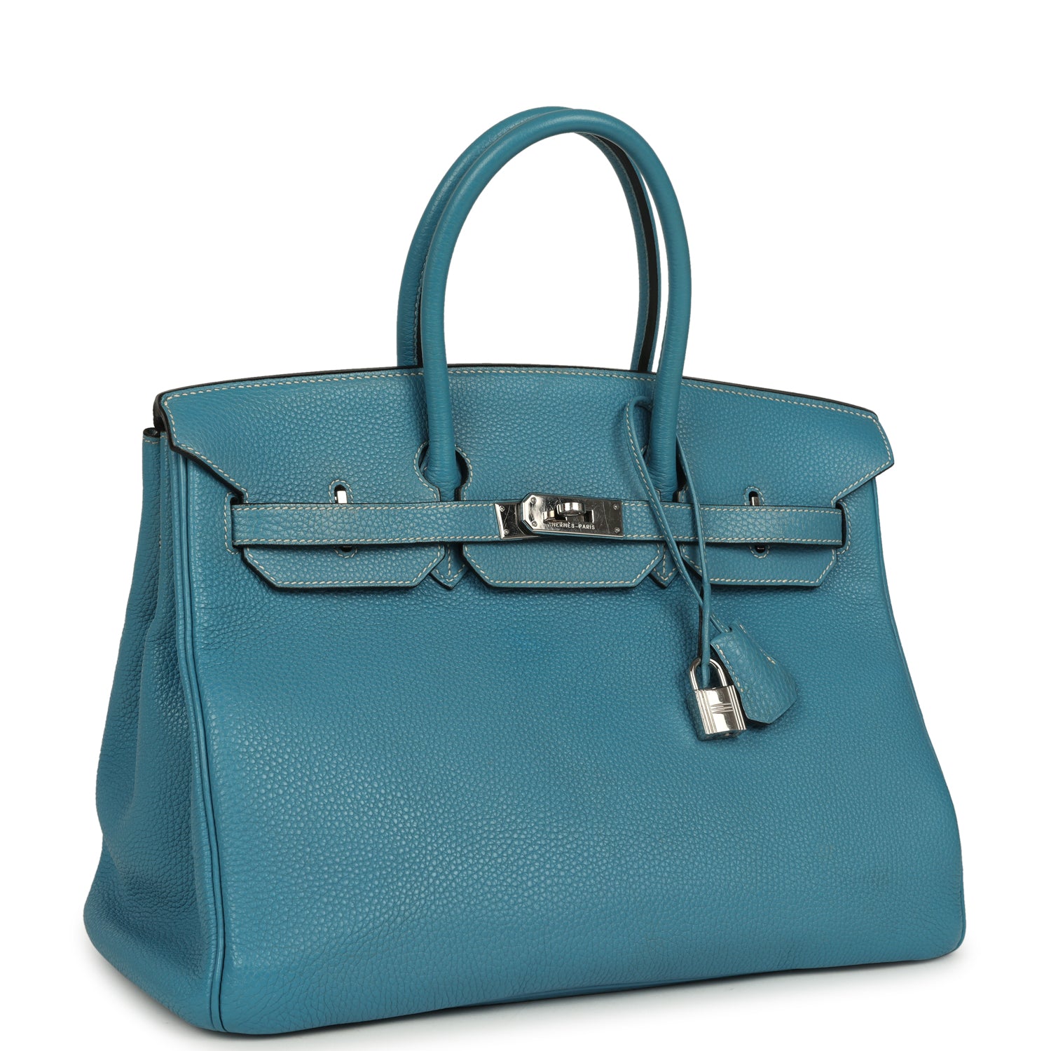 Vintage Birkin 35 Blue Jean Togo Palladium Hardware