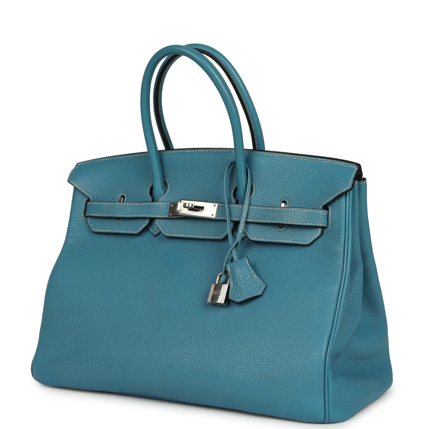Vintage Birkin 35 Blue Jean Togo Palladium Hardware
