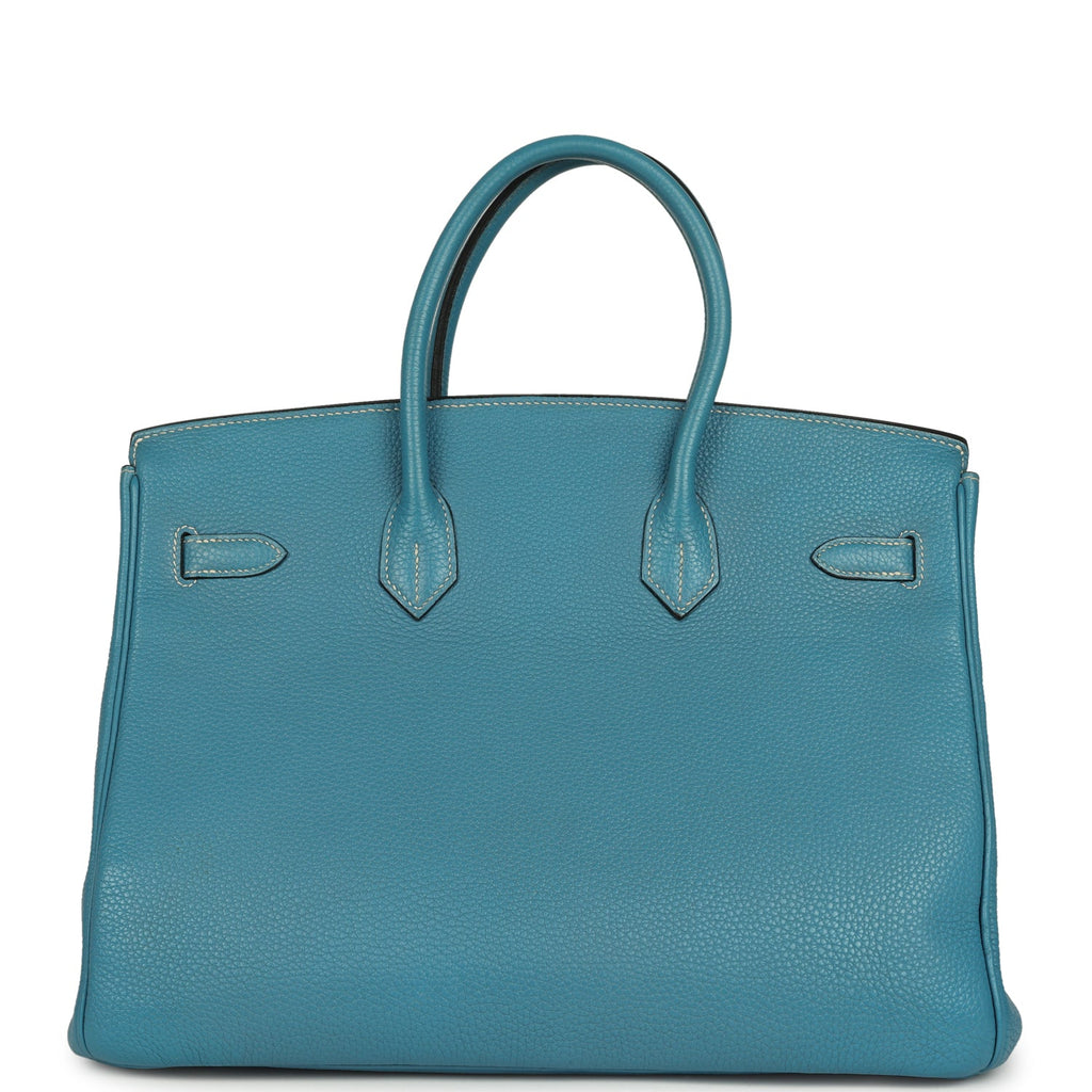 Vintage Birkin 35 Blue Jean Togo Palladium Hardware