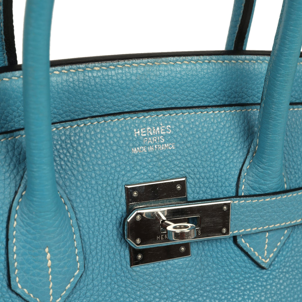 Vintage Birkin 35 Blue Jean Togo Palladium Hardware