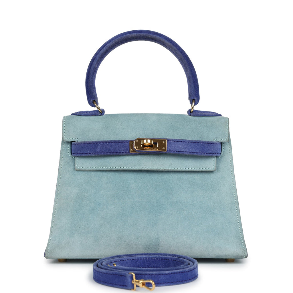 Vintage Kelly Sellier 20 Bleu Electric and Aqua Doblis Bag