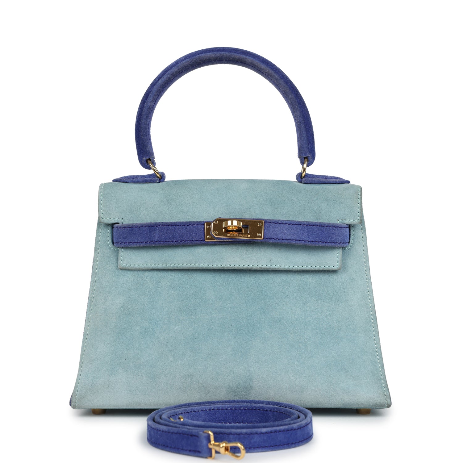 Vintage Kelly Sellier 20 Bleu Electric and Aqua Doblis Bag