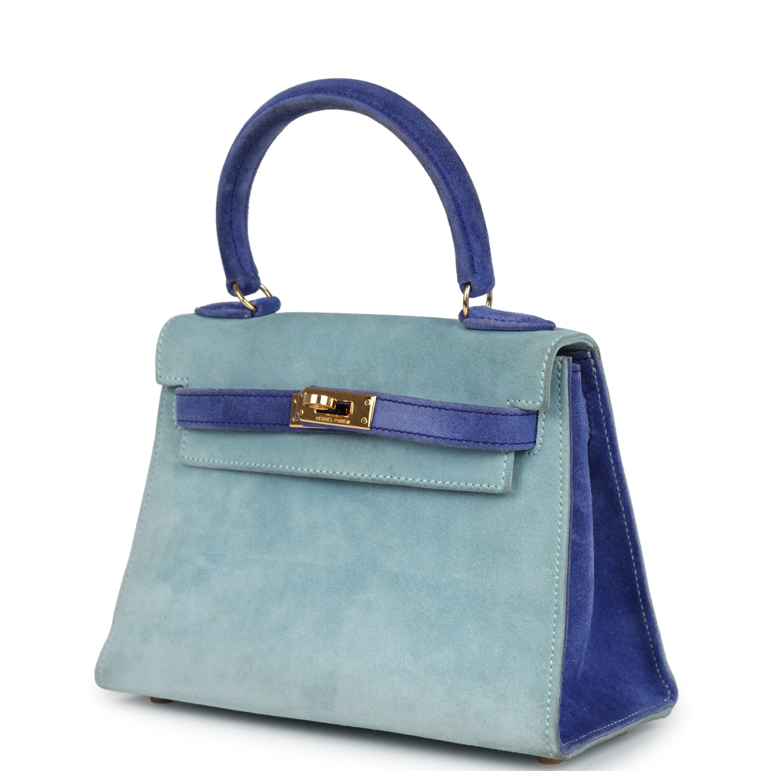 Vintage Kelly Sellier 20 Bleu Electric and Aqua Doblis Bag