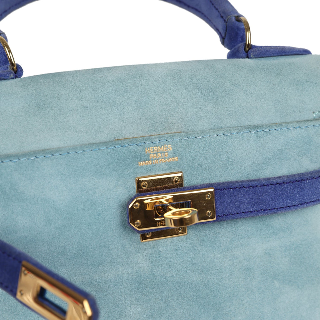 Vintage Kelly Sellier 20 Bleu Electric and Aqua Doblis Bag